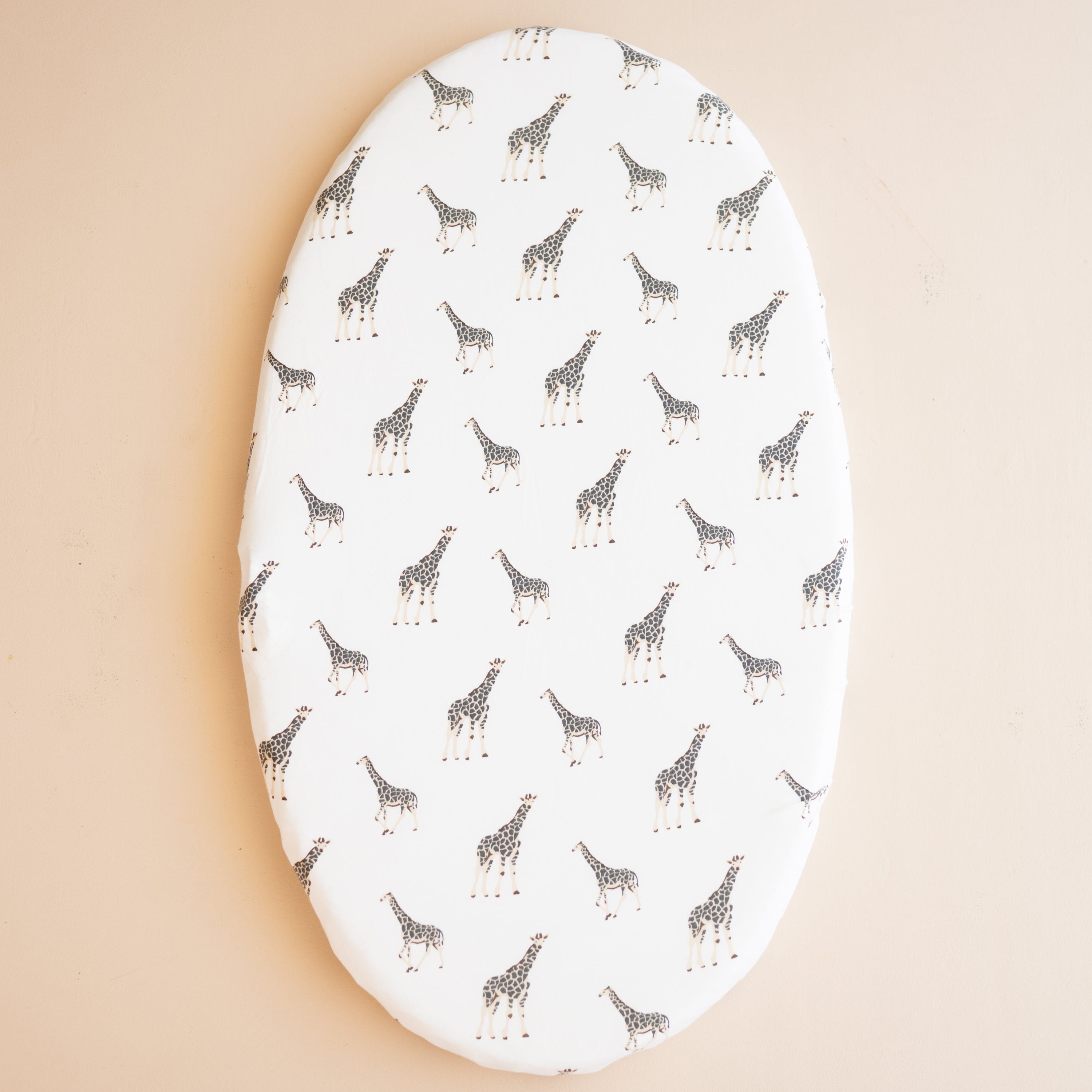 Soft Giraffe Print Oval Bassinet Sheet - Breathable & Hypoallergenic Crib Fitted Sheet for Newborns - Perfect for Nursery, Baby Shower Gifts & Travel