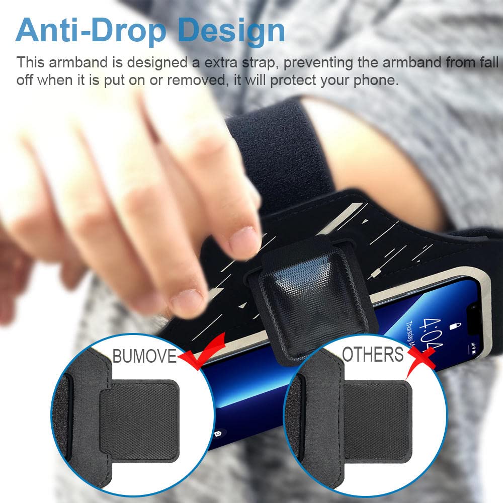 Running Armband for iPhone 16 Pro Max/16 Plus/15 Pro Max/15 Plus/14 Pro Max/14 Plus/13/12/11 Pro Max - Adjustable Workout Armband with Earphone Holder & Sweatproof Design - Perfect for Jogging, Gym, Fitness & Outdoor Activities (Black)