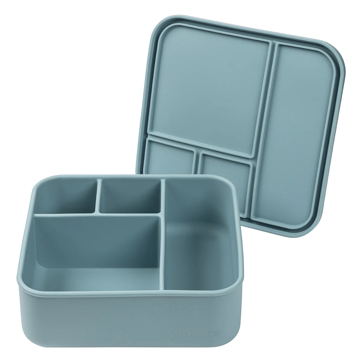 Apollo 4-Compartment Silicone Bento Box - Reusable & Leak-Proof Lunch Container for Adults & Kids - Perfect for School, Office, Picnics & Meal Prep - Blue