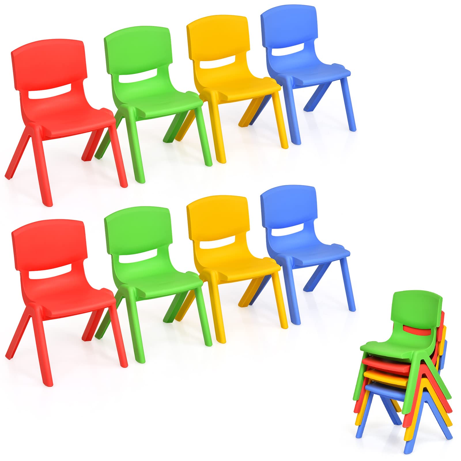 KOTEK Kids Plastic Table and Chair Set - 4 Stackable Chairs with Green Activity Table, Colorful Playroom Furniture for Learning & Fun | Perfect for Preschool, Daycare & Home Play Areas