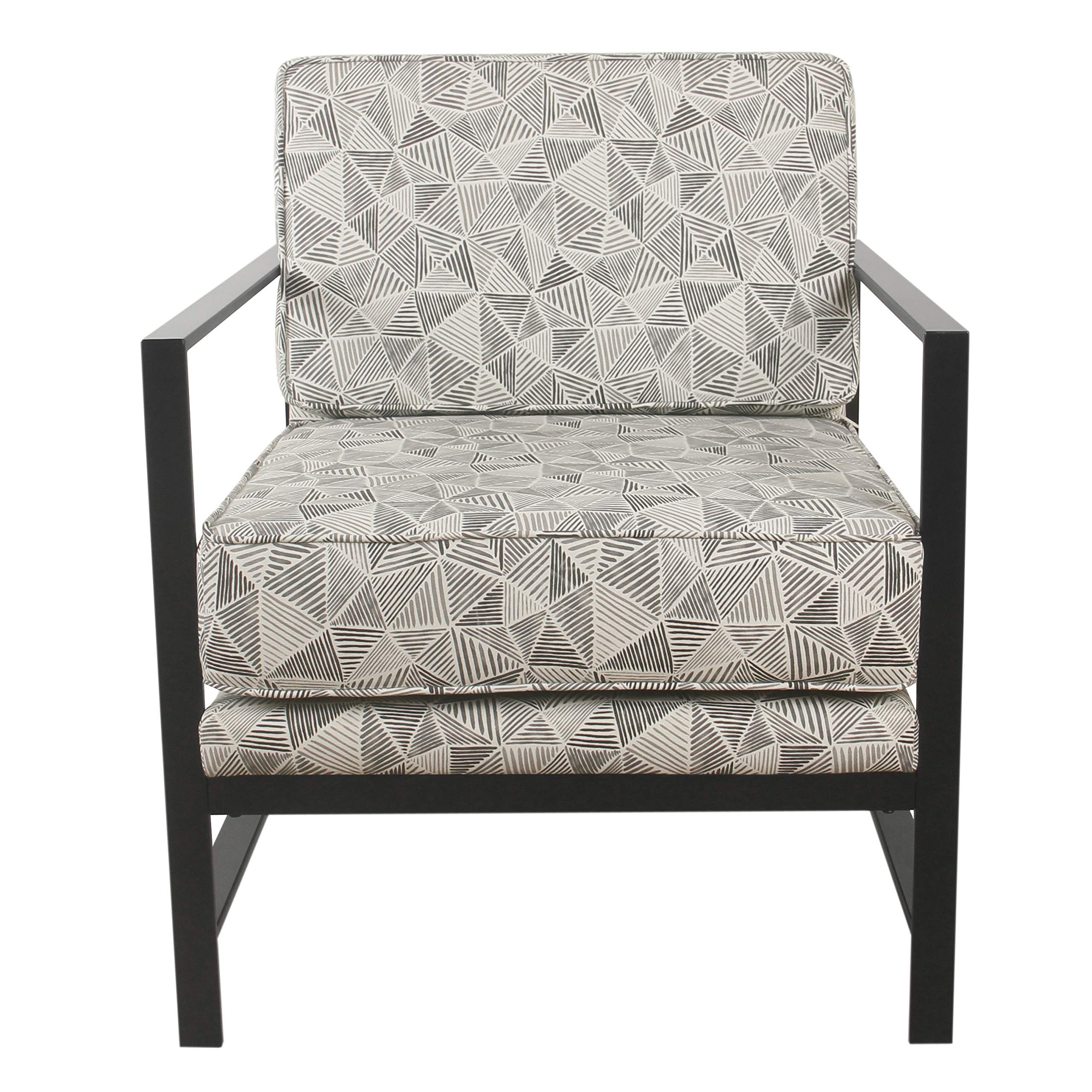 Hudson Modern Velvet Accent Chair with Sturdy Metal Frame - Gray Lines Upholstered Living Room Chair for Home Office, Lounge & Bedroom Decor