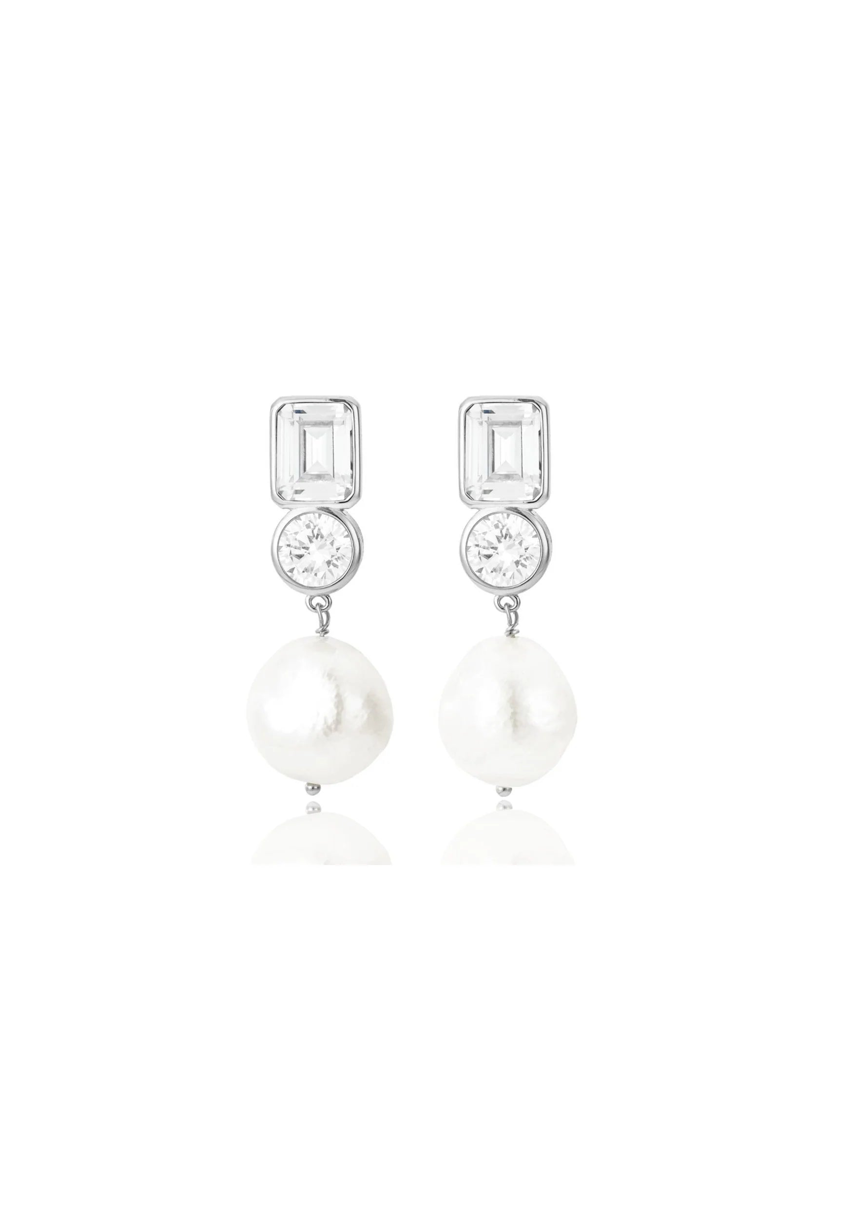 Lola Knight Millie Crystal & Pearl Bridal Drop Earrings - Sterling Silver Elegant Wedding Jewelry for Brides, Bridesmaids & Formal Occasions