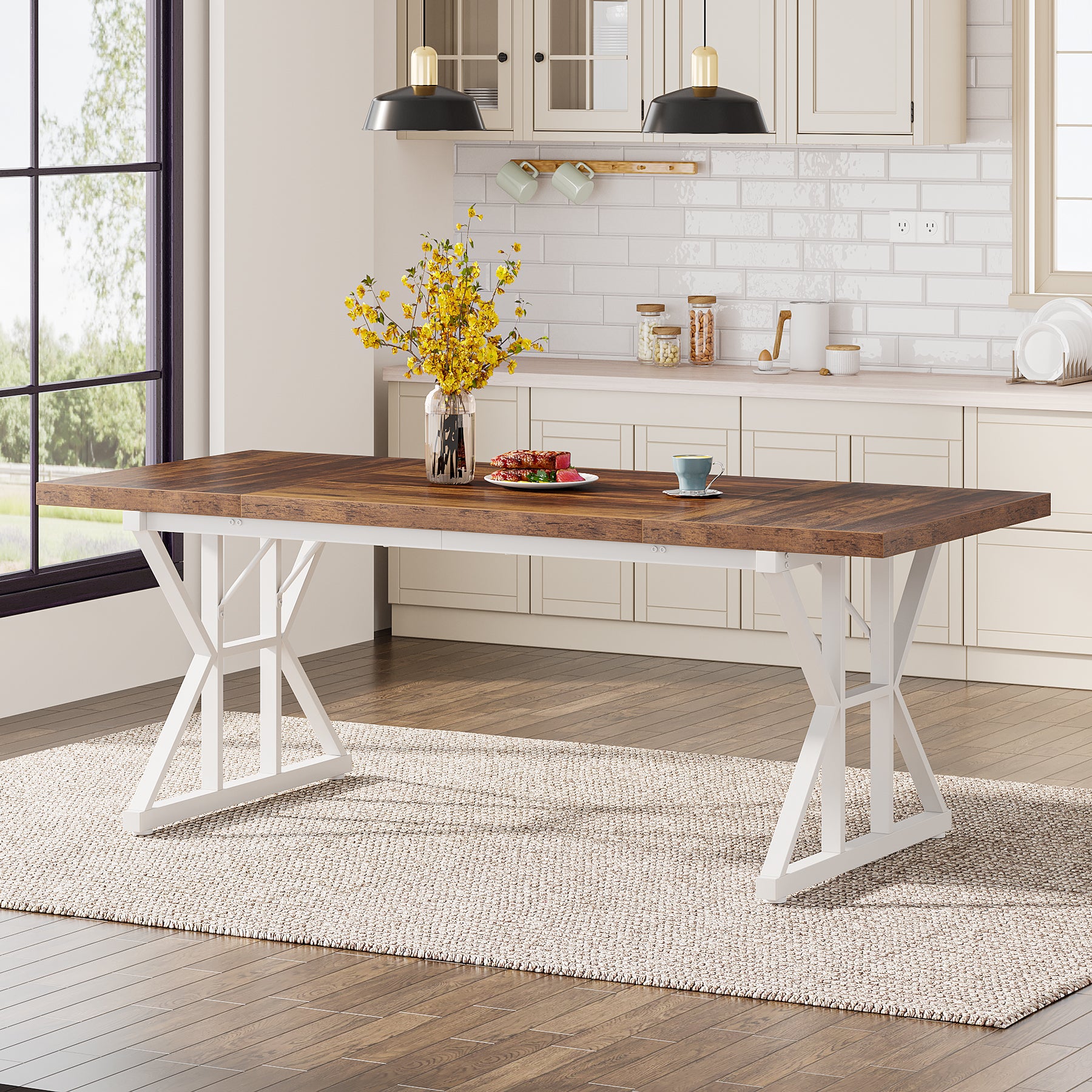 Solid Wood Farmhouse Dining Table - 70.8