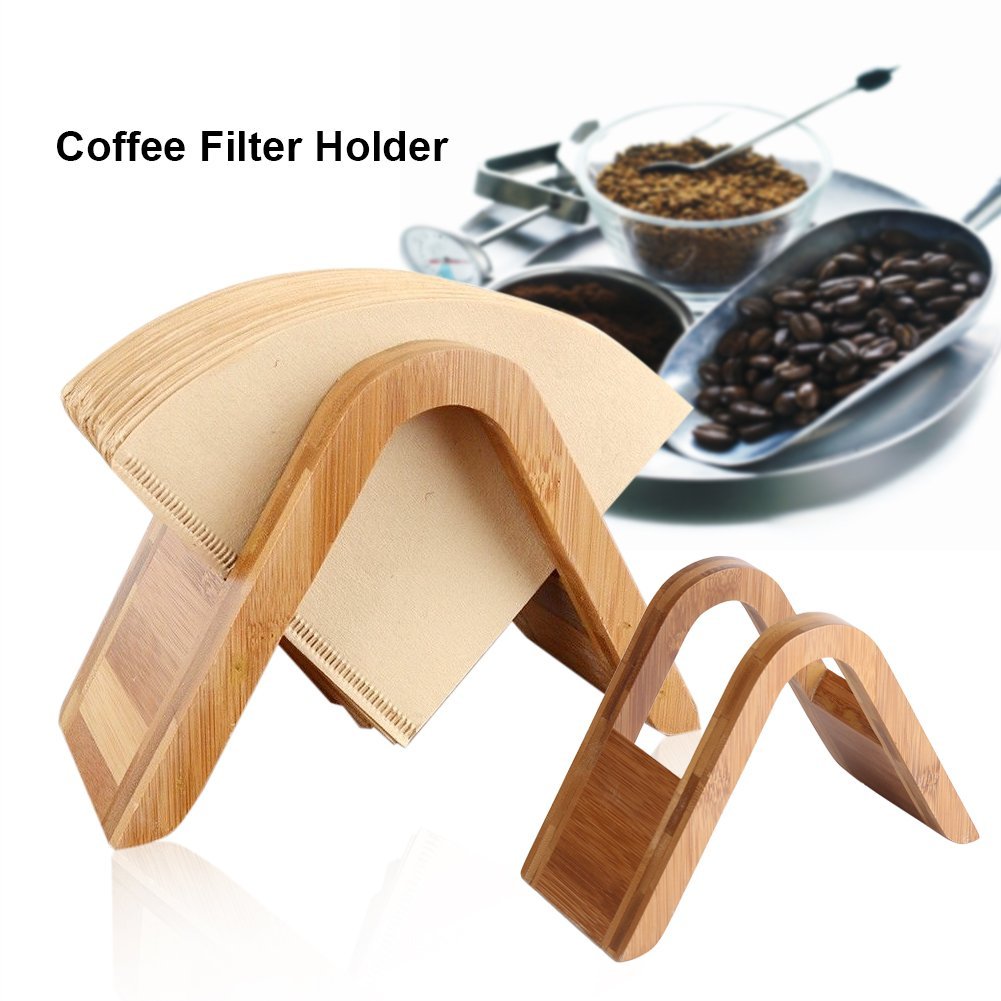 Bamboo Coffee Filter Holder - Organizer & Dispenser for Cone Coffee Filters - Perfect for Home, Kitchen, Bar & Cafes (6.9 x 3.1 x 4.6 Inches) - Keep Your Brewing Station Neat & Tidy
