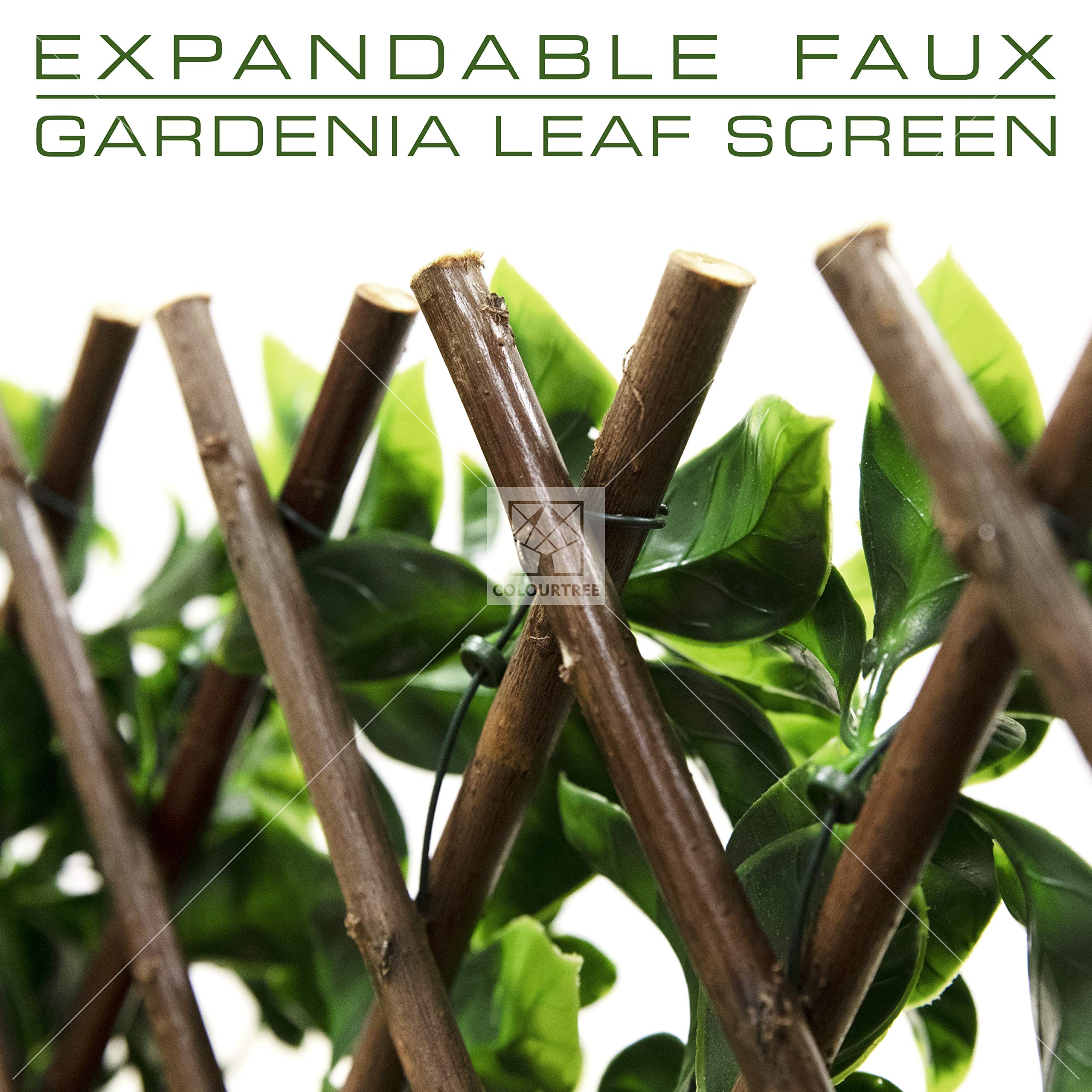 ColourTree Artificial Gardenia Expandable Fence Privacy Screen - Retractable Hedge Faux Trellis for Balcony, Patio & Outdoor Decor - UV Resistant Home Garden Privacy Solution (1 Pack, 3 Year Warranty) - Perfect for Creating Private Outdoor Spaces, Enhancing Yard Aesthetics & Decorating Patios