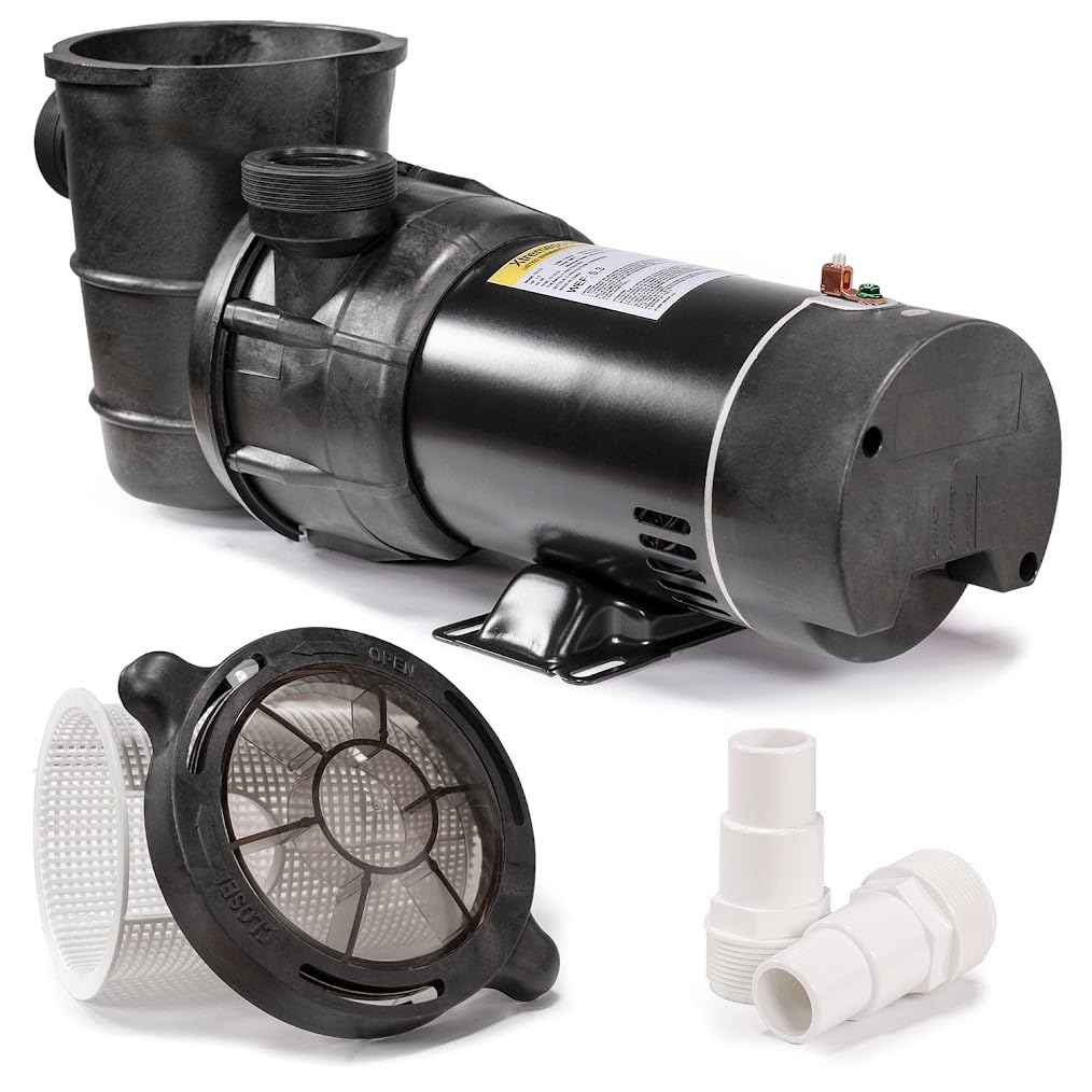 XtremepowerUS 1.5HP Above Ground Swimming Pool Pump - 2-Speed High Flow Pump with Self-Cleaning Filter Basket & 1.5