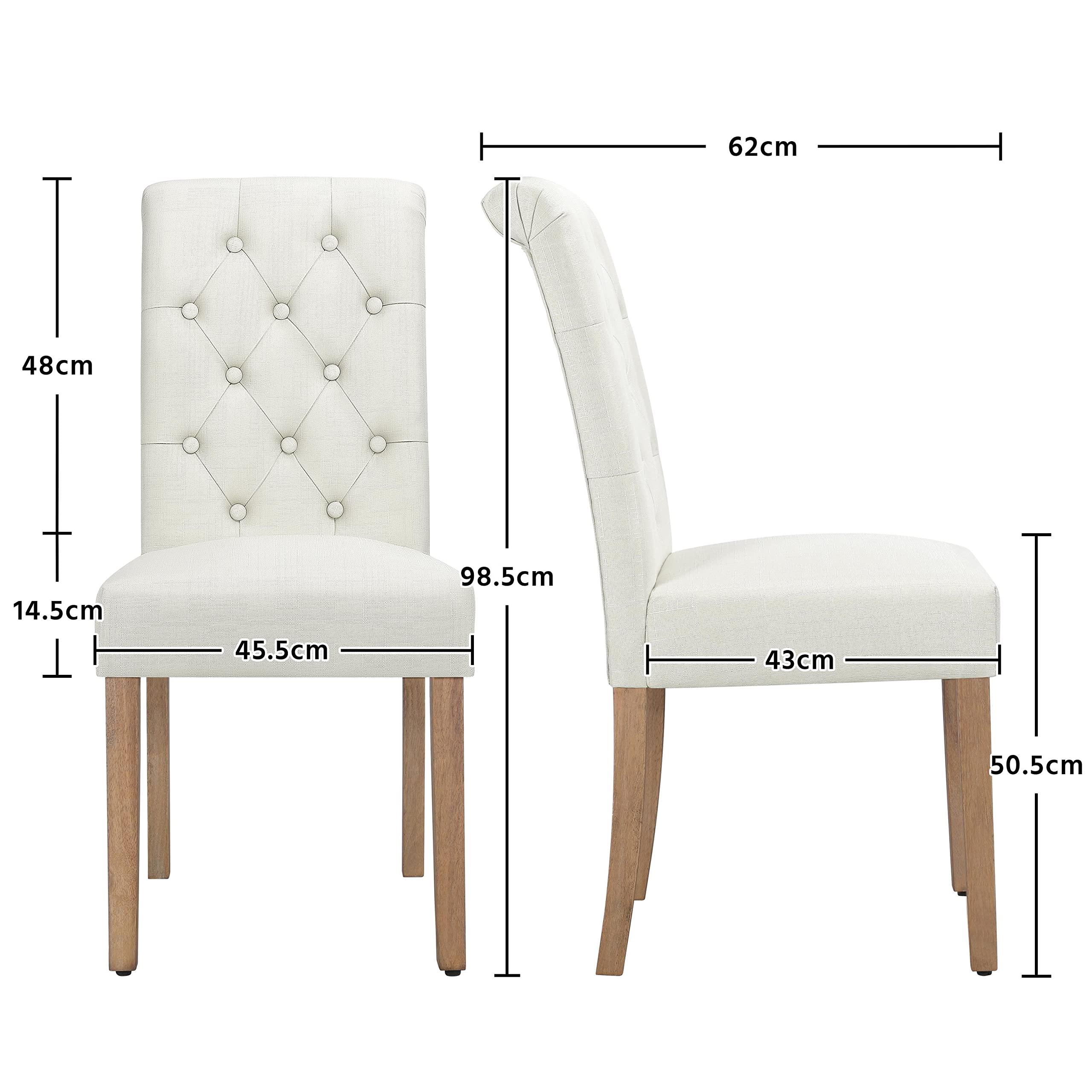Yaheetech 2-Pack Upholstered Dining Chairs - Padded Kitchen Chairs with Back Support for Home & Restaurant - Beige Fabric Seats - Perfect for Dining Rooms, Kitchens, and Casual Restaurants