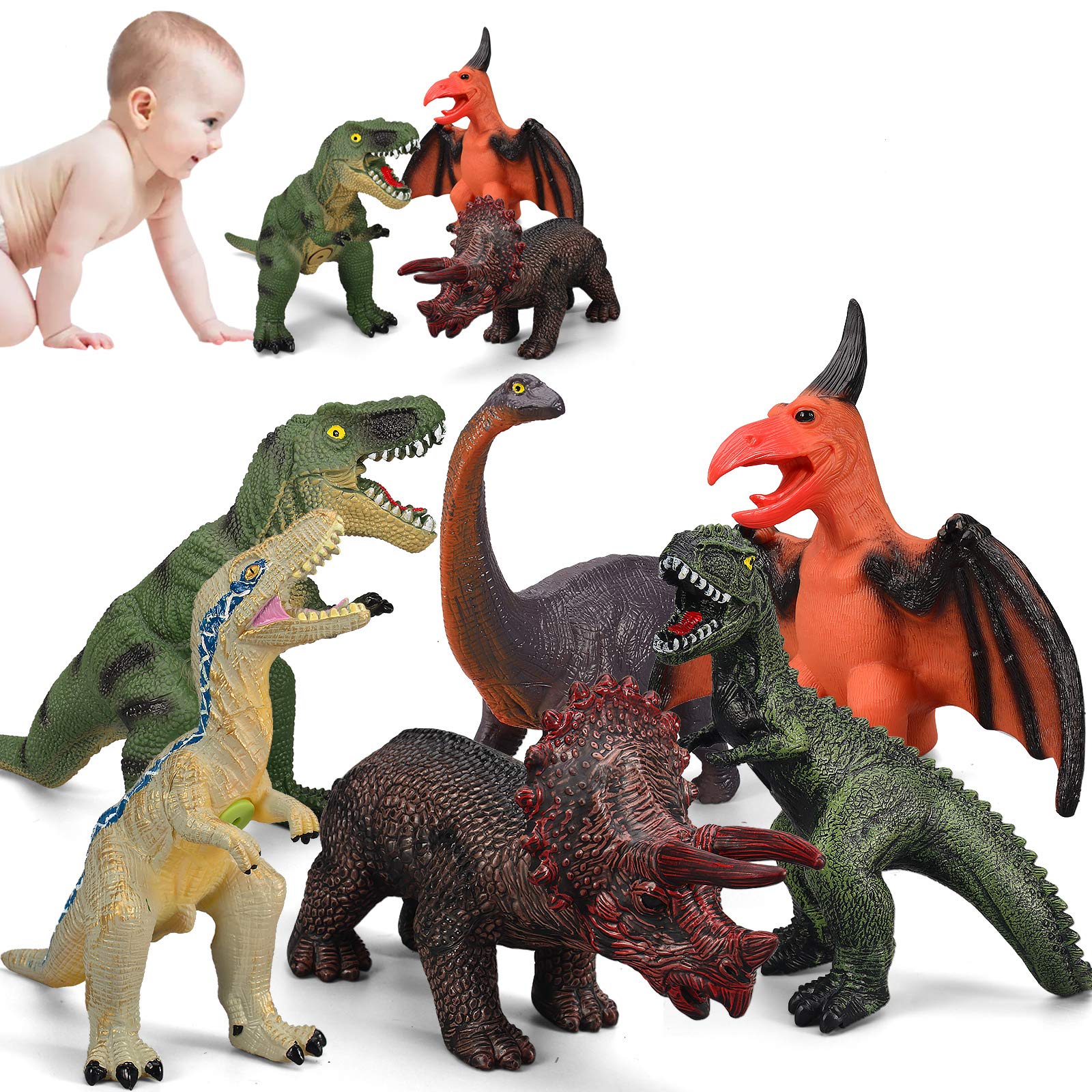 6 Piece Jumbo Dinosaur Toys for Kids & Toddlers - Large Soft Dinosaur Figures for Ages 3-5 | Perfect Dinosaur Party Favors, Birthday Gifts for Boys & Girls | Great for Imaginative Play, Educational Learning & Dinosaur Themed Decorations