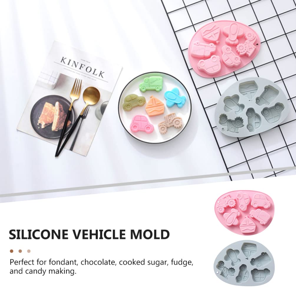 2-Piece Silicone Baking Mold Set - Vehicle Chocolate & Candy Molds, Reusable Cookie & Cake Molds for Baking, Perfect for Kids' Birthday Parties, Baby Showers, and DIY Dessert Decorations