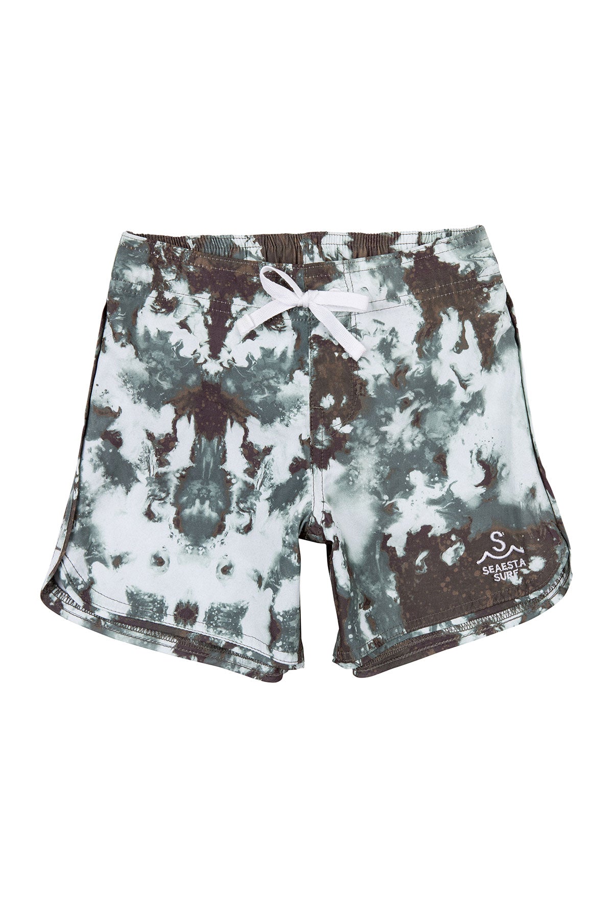 Seaesta Scallop Retro Flare Boardshorts for Men - Vintage Swim Trunks in Earth Tone & Sea Abyss Colors - Perfect for Beach, Pool, and Summer Vacations