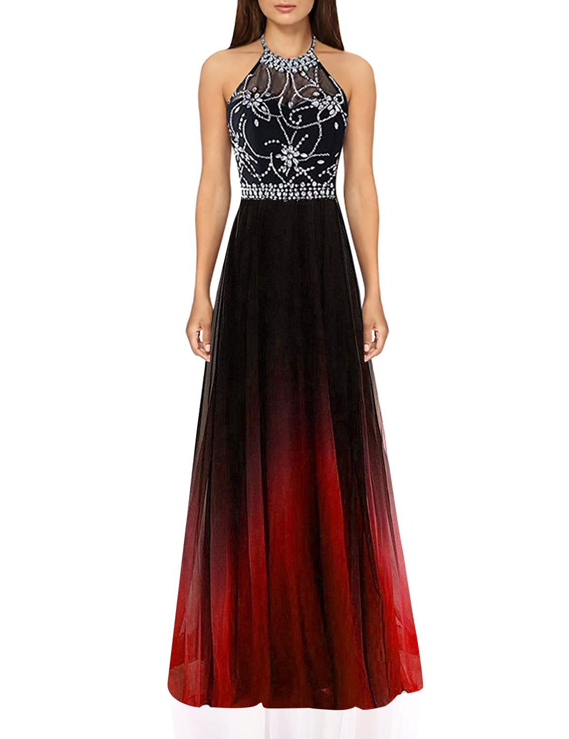 ZVOCY Ombre Chiffon Prom Evening Dress for Women - One Shoulder Long Bridesmaid Gown for Formal Occasions | Perfect for Weddings, Galas, and Special Events