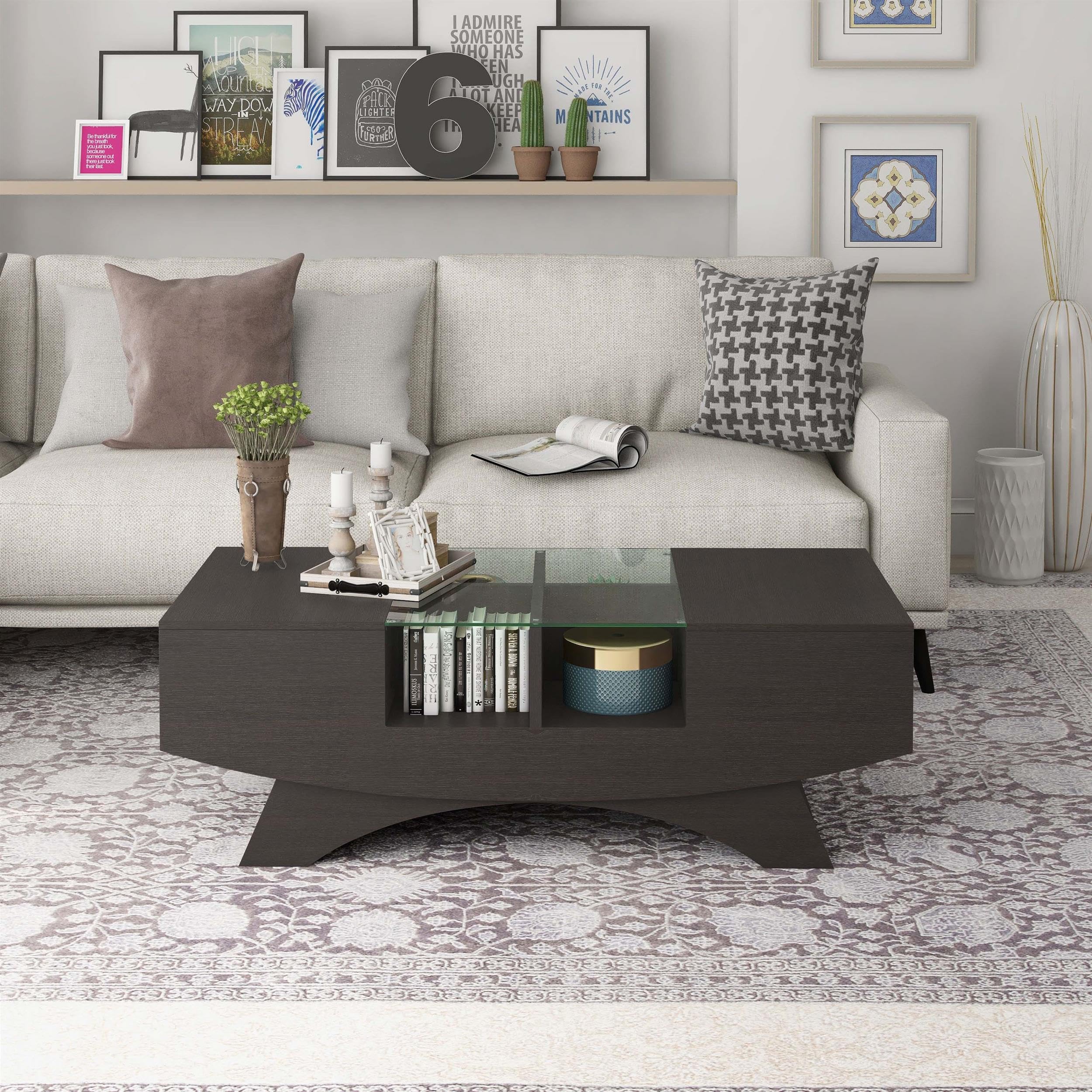 Furniture of America Markham Coffee Table - Espresso Finish, Modern Living Room Center Table for Home Decor & Entertainment Spaces