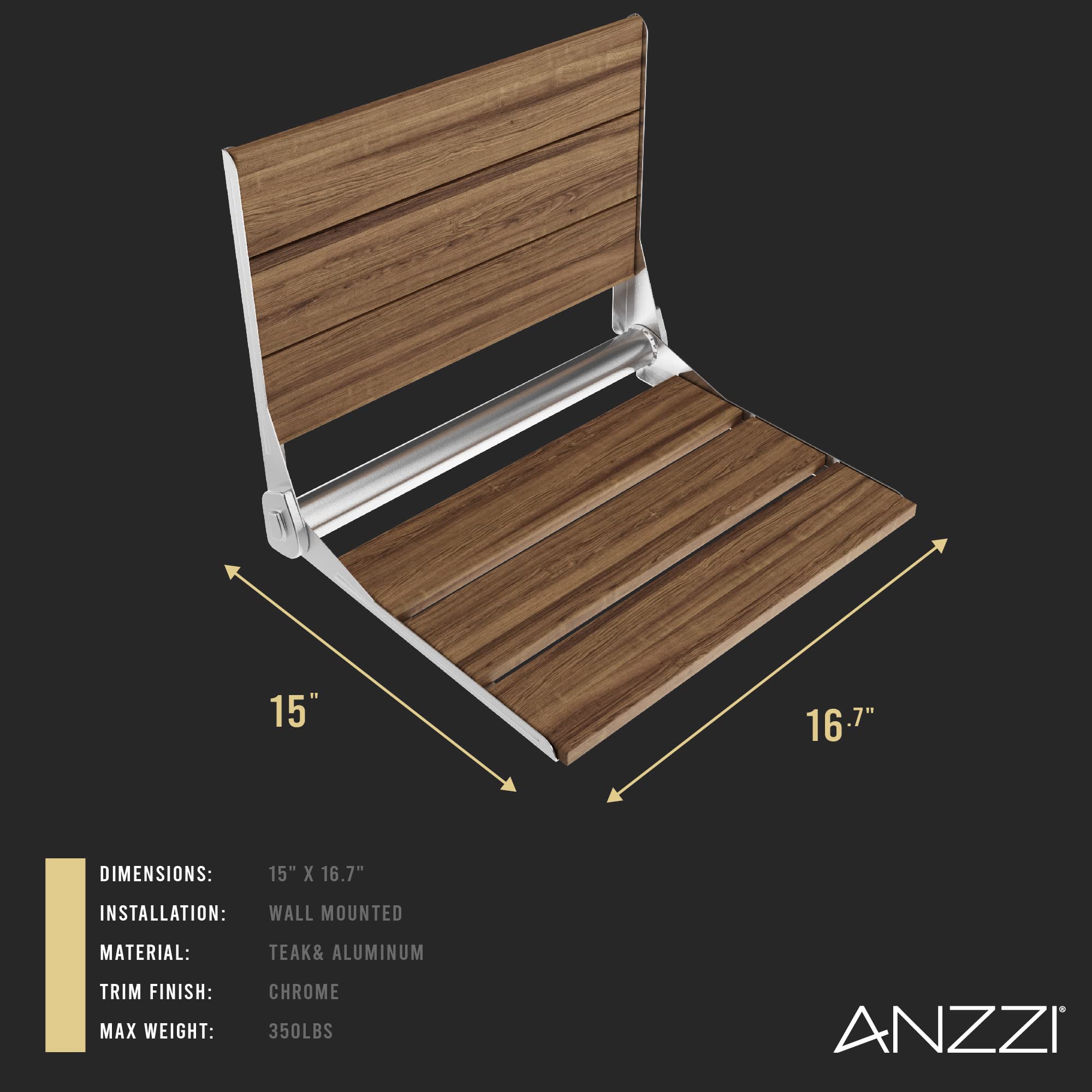 Premium Folding Teak Shower Bench - 18.7