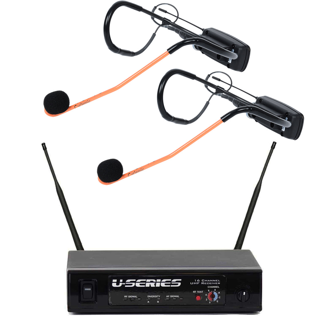 Fitness Audio UHF Mini TX Wireless Microphone System Bundle with Aeromic & Cyclemic - Perfect for Gym Instructors, Cycling Coaches & Group Fitness Classes