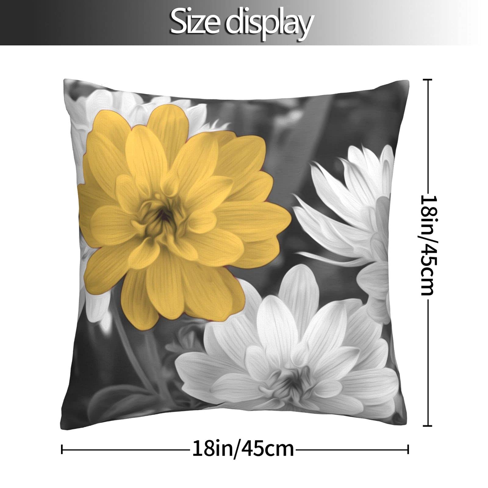 Yellow Grey Velvet Throw Pillow Covers 18x18 Inch - Floral Decorative Cushion Covers for Sofa, Couch & Bed - Cozy Fall Home Decor for Living Room, Bedroom & Dorm