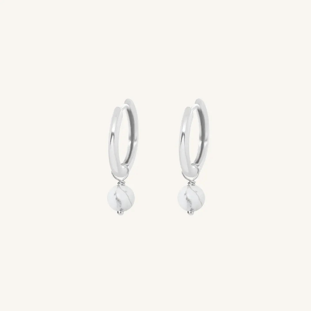 Carter Howlite Hoops Earrings - Natural Stone Jewelry for Clarity & Focus - Perfect for Meditation, Yoga & Spiritual Healing