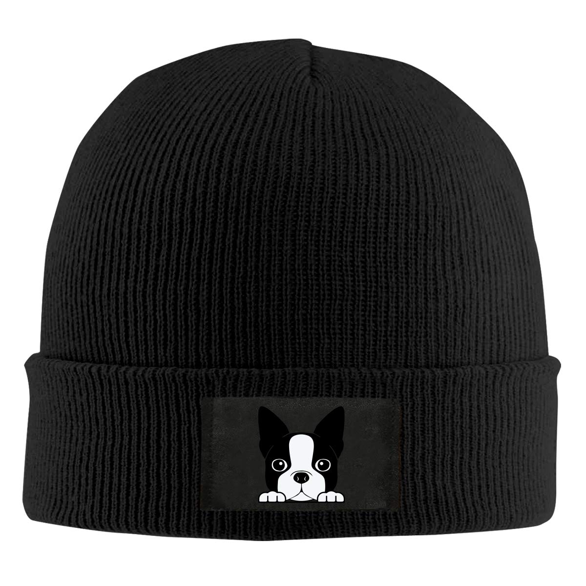 French Bulldog Knit Beanie for Men - Warm Winter Hat with Thick Cuff - Cozy Fleece-Lined Skull Cap for Cold Weather - Perfect for Outdoor Activities, Dog Walks, and Casual Winter Fashion
