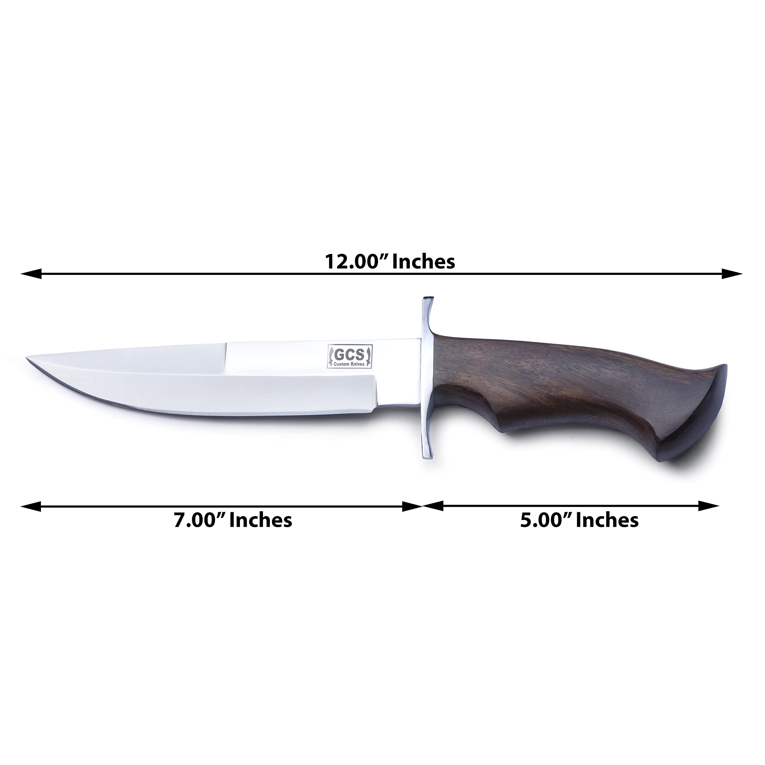 Premium GCS 280 D2 Steel Tactical Hunting Knife - Handmade Full Tang Bushcraft Knife with Wooden Handle & Leather Sheath - Perfect for Outdoor Survival, Camping, Hunting and Everyday Carry (EDC)
