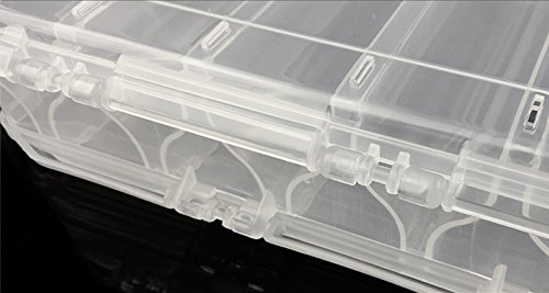 2-Sided Fishing Tackle Box with 44 Compartments - Large Waterproof Fishing Lure Storage Organizer Box with Adjustable Dividers (White) - Perfect for Bass Fishing, Saltwater & Freshwater Anglers