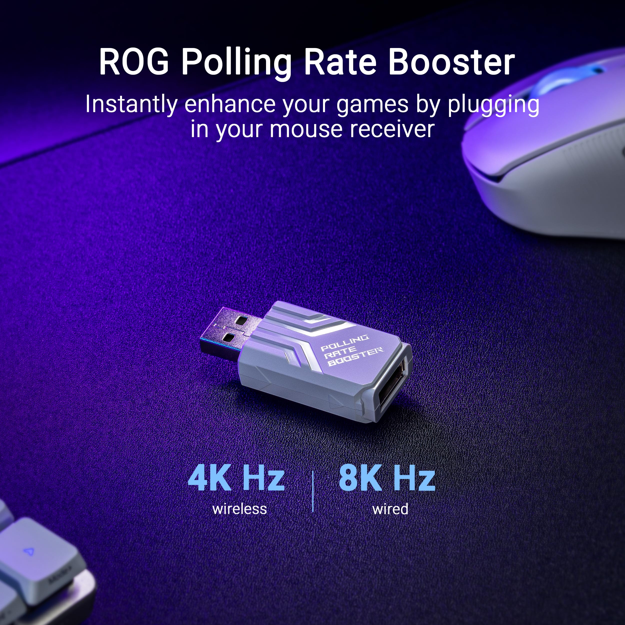 ASUS ROG Keris II Ace Wireless AimPoint White Gaming Mouse - Ergonomic Design, ROG AimPoint Pro Optical Sensor (42,000 DPI), ROG Optical Micro Switches, USB/Bluetooth/2.4GHz ROG SpeedNova - Perfect for FPS, MOBA & Esports Gaming