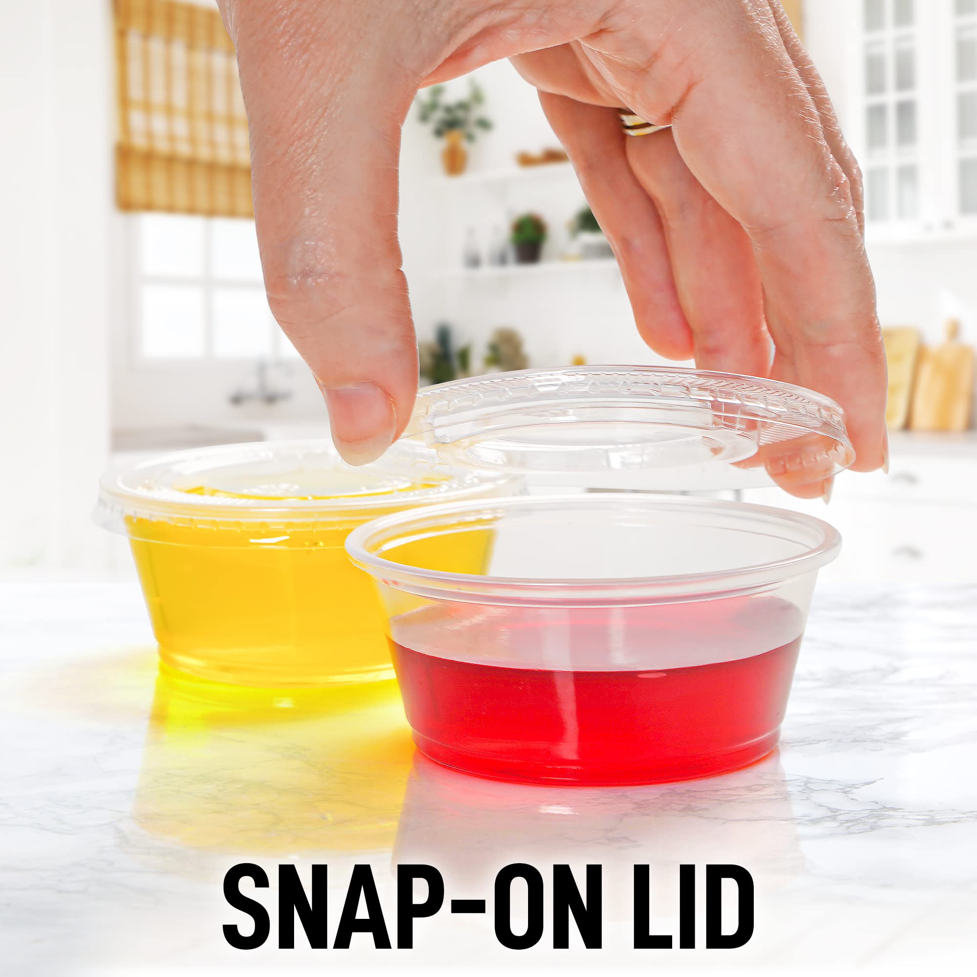 200-Pack Clear Halloween Jello Shot Cups with Lids (2oz) - Disposable Plastic Portion Cups for Slime, Candies, Sauces - Perfect for Parties, Catering, and DIY Crafts