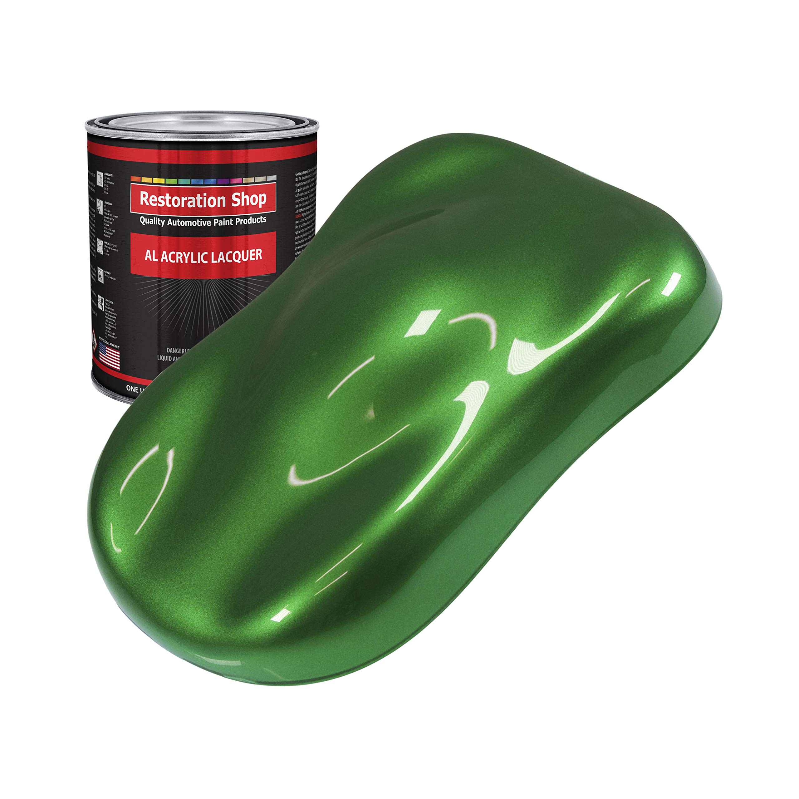 Restoration Shop - Gasser Green Metallic Acrylic Lacquer Auto Paint (1 Quart) - High Gloss Professional Automotive Coating for Cars, Trucks, Motorcycles, Guitars & Furniture - Perfect for DIY Restoration & Custom Painting Projects