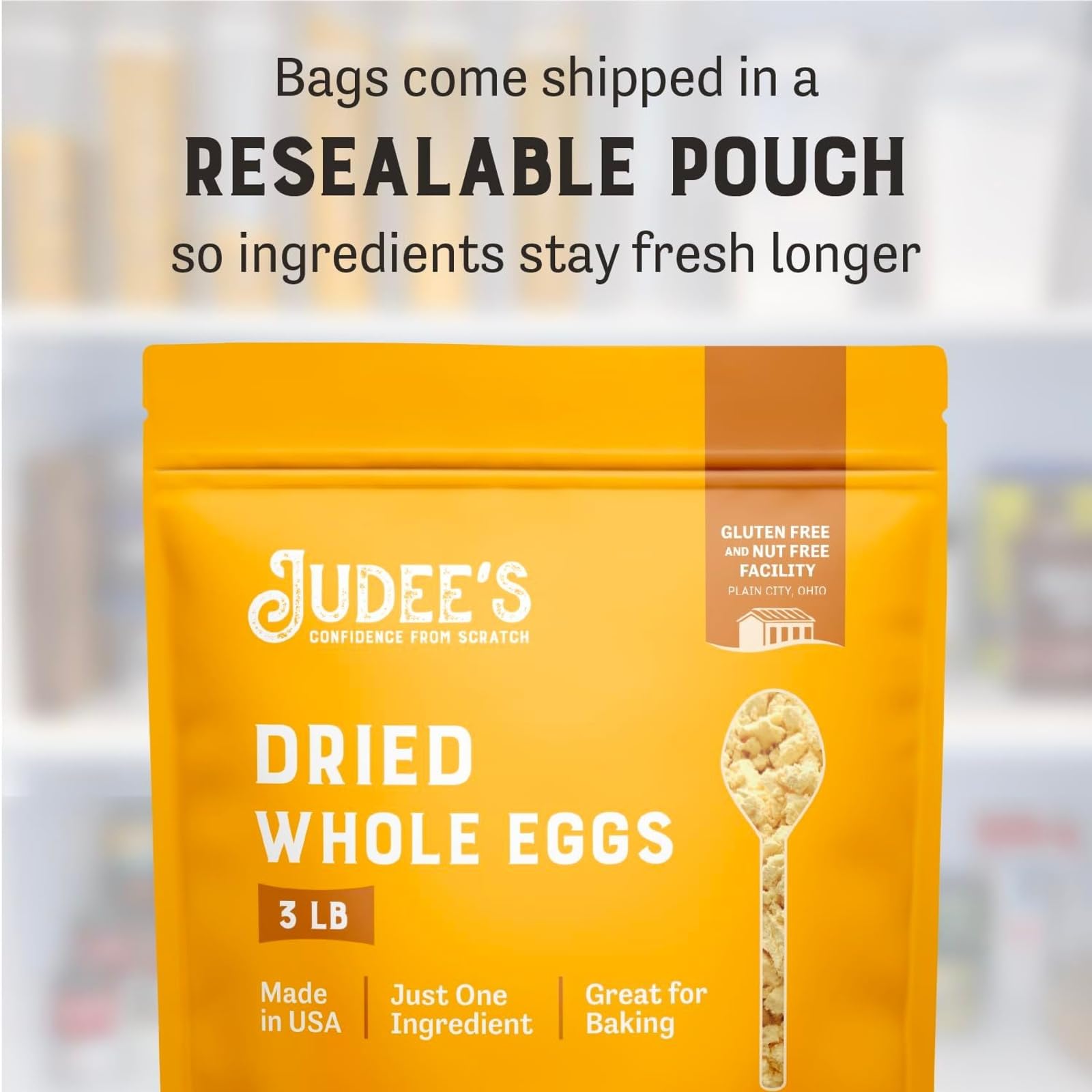 Judee’s Dried Whole Egg Powder 3 lbs - Gluten-Free Baking Essential for Pancakes, Cookies & Bread - Perfect for Camping, Emergency Food Prep & Quick Breakfasts - Long Shelf Life Pantry Staple