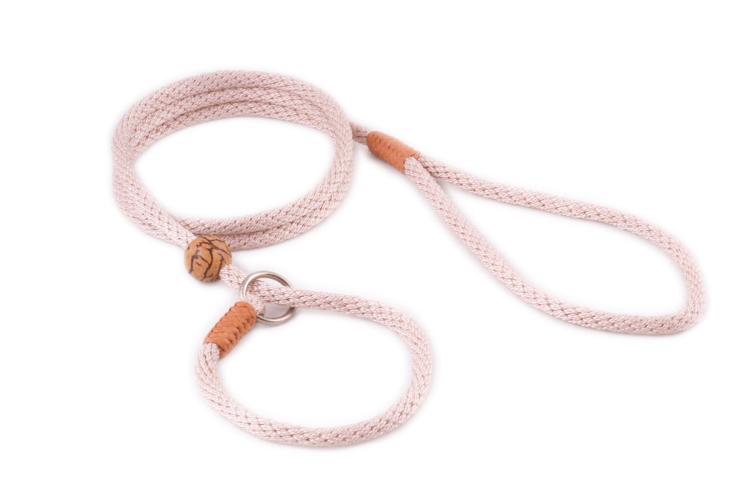 Alvalley Adjustable Nylon Dog Training Leash with Braided Leather Ends & Tagua Bead Stopper - Durable Slip Lead for Walking, Obedience Training & Outdoor Adventures - Perfect for Daily Walks, Dog Park Visits & Professional Training Sessions