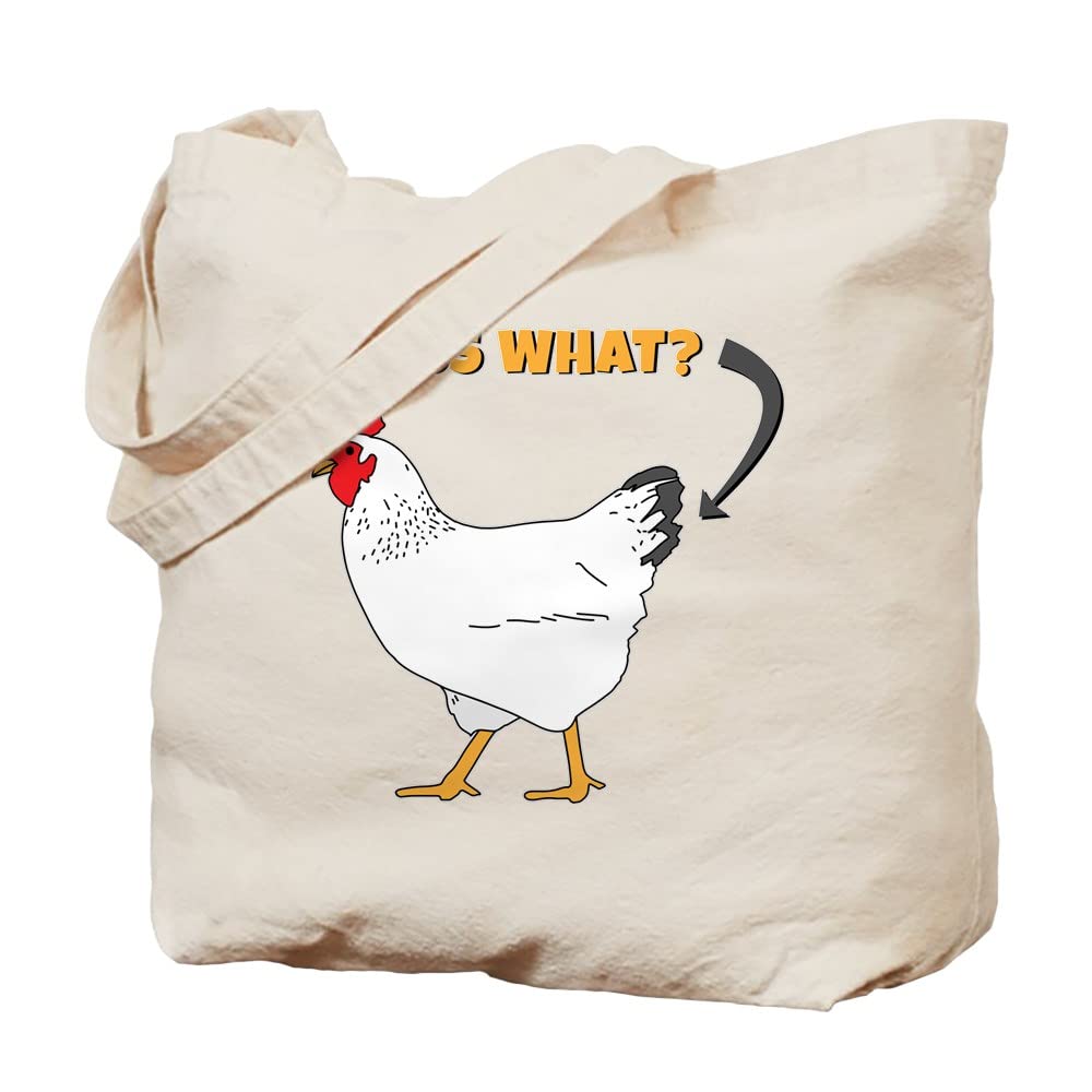 Guess What Chicken Butt Tote Bag - Natural Canvas Reusable Shopping Bag for Groceries, Beach & Farmers Market | Funny Novelty Gift