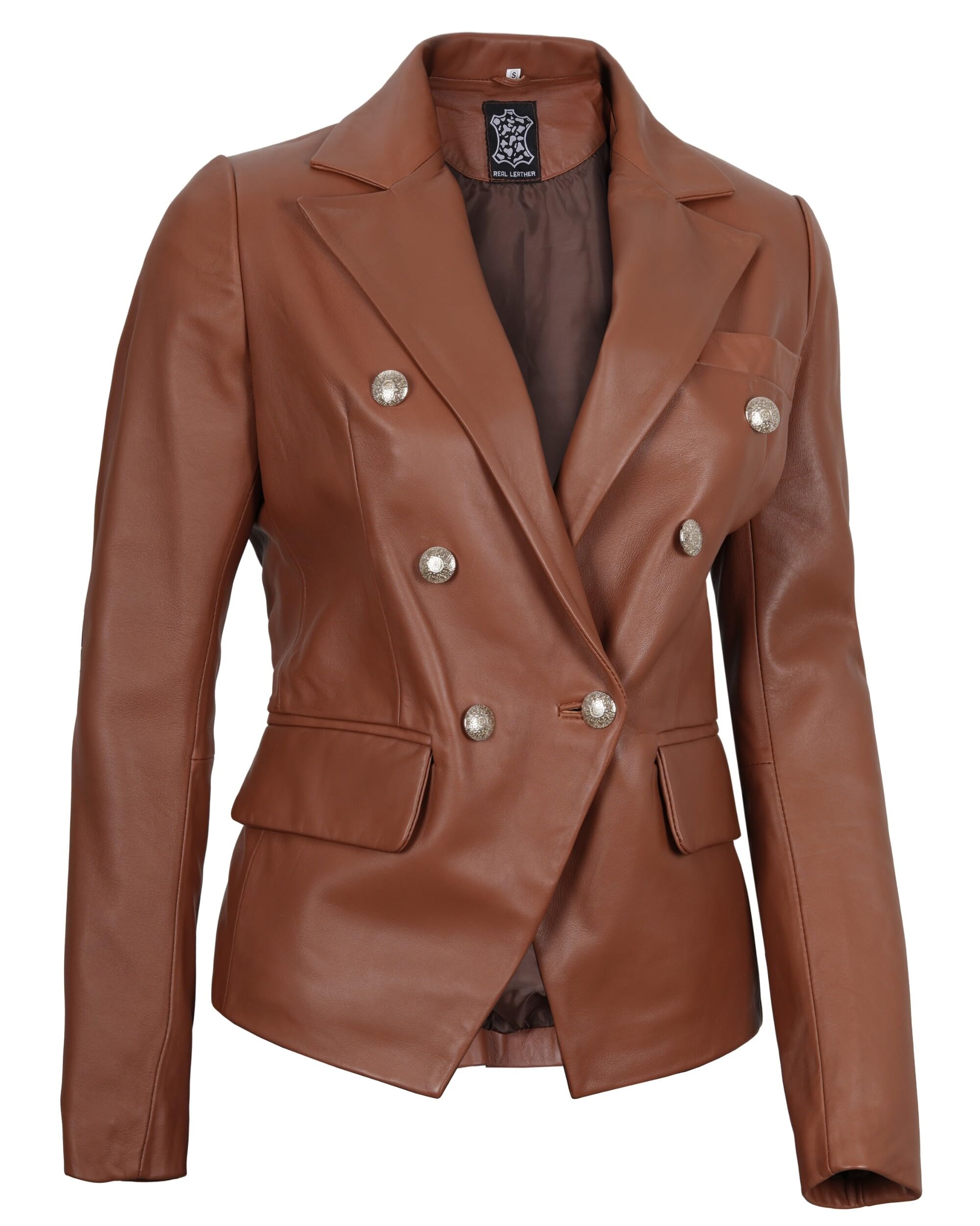 Women's Real Lambskin Leather Blazer Jacket - Business Casual Blazers for Work & Office - Premium Faux Leather Jacket for Professional Women | Perfect for Business Meetings, Office Wear & Smart Casual Outfits