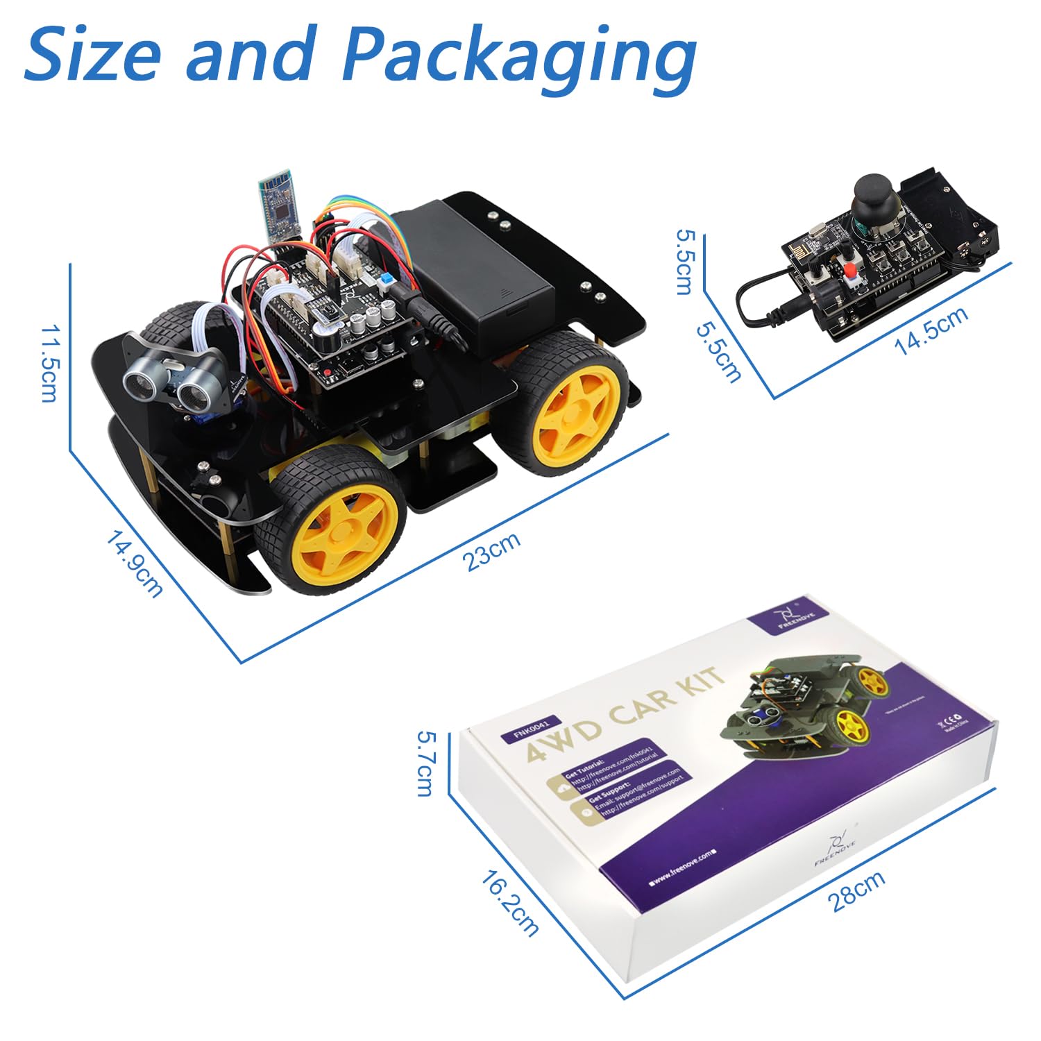 Freenove 4WD Smart Robot Car Kit with Arduino IDE Compatibility - Remote Control, Line Tracking, Obstacle Avoidance, Ultrasonic Sensor & Wireless Motor Servo | STEM Learning, DIY Robotics Projects for Beginners & Hobbyists