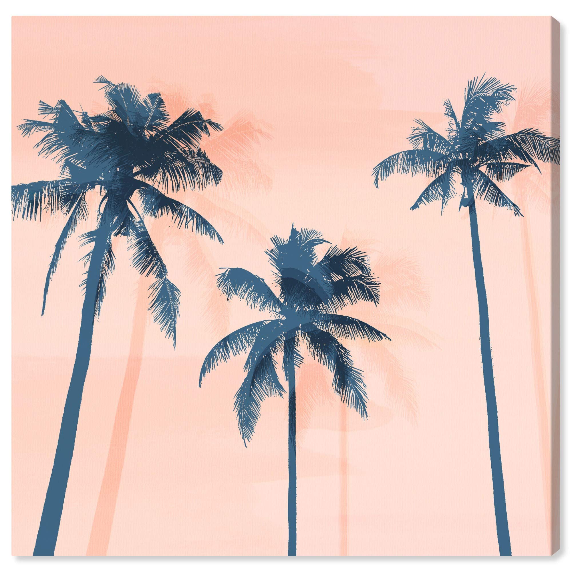 Wynwood Studio Tropical Palms Wall Art - 20x20 Inch Floral Botanical Canvas Print in Orange & Blue - Perfect for Living Room, Bedroom & Office Décor