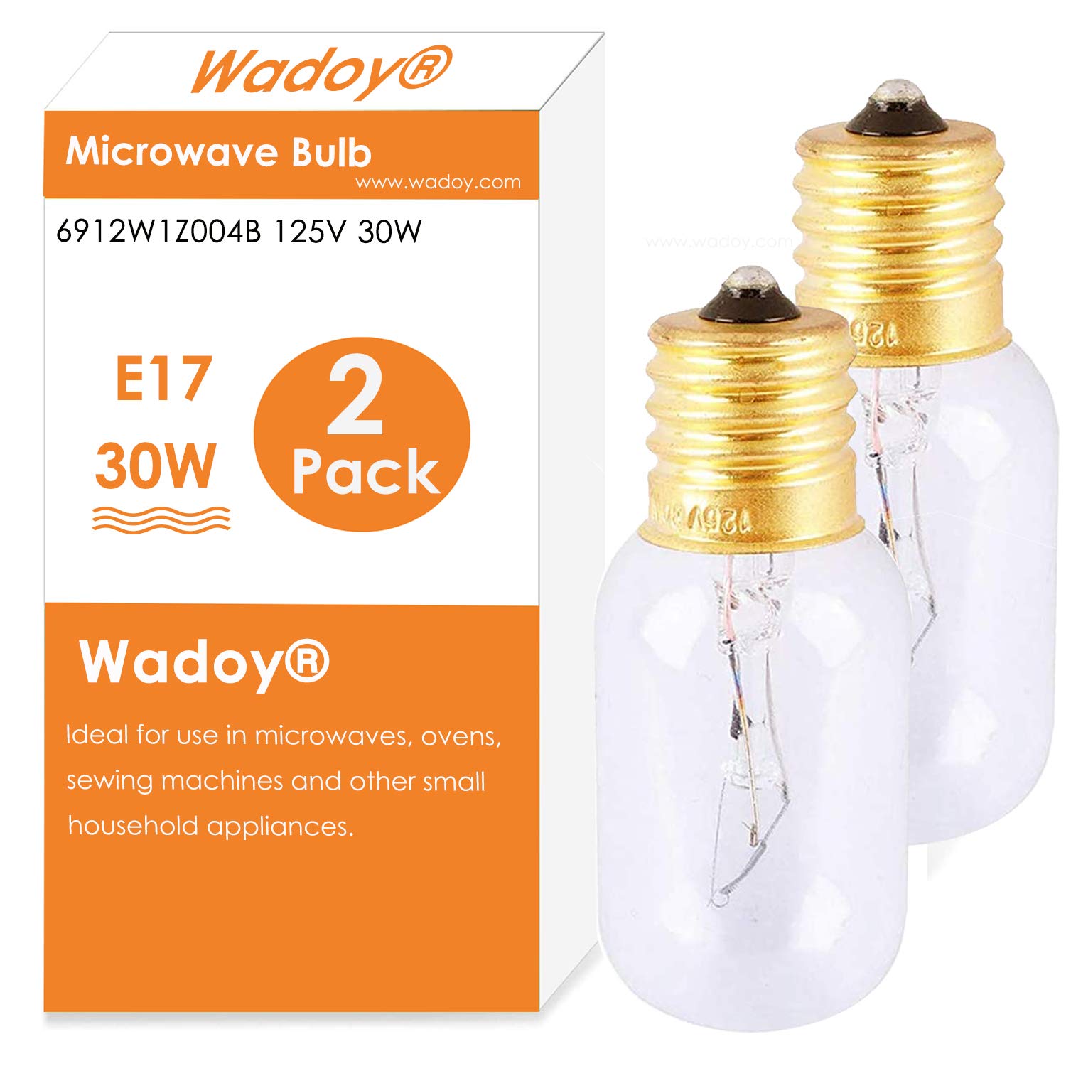 30W 125V Microwave Light Bulb Compatible with LG & Frigidaire - Replacement for 6912W1Z004B - Appliance Bulb for Microwave Oven - Perfect for Kitchen Lighting & Appliance Repair