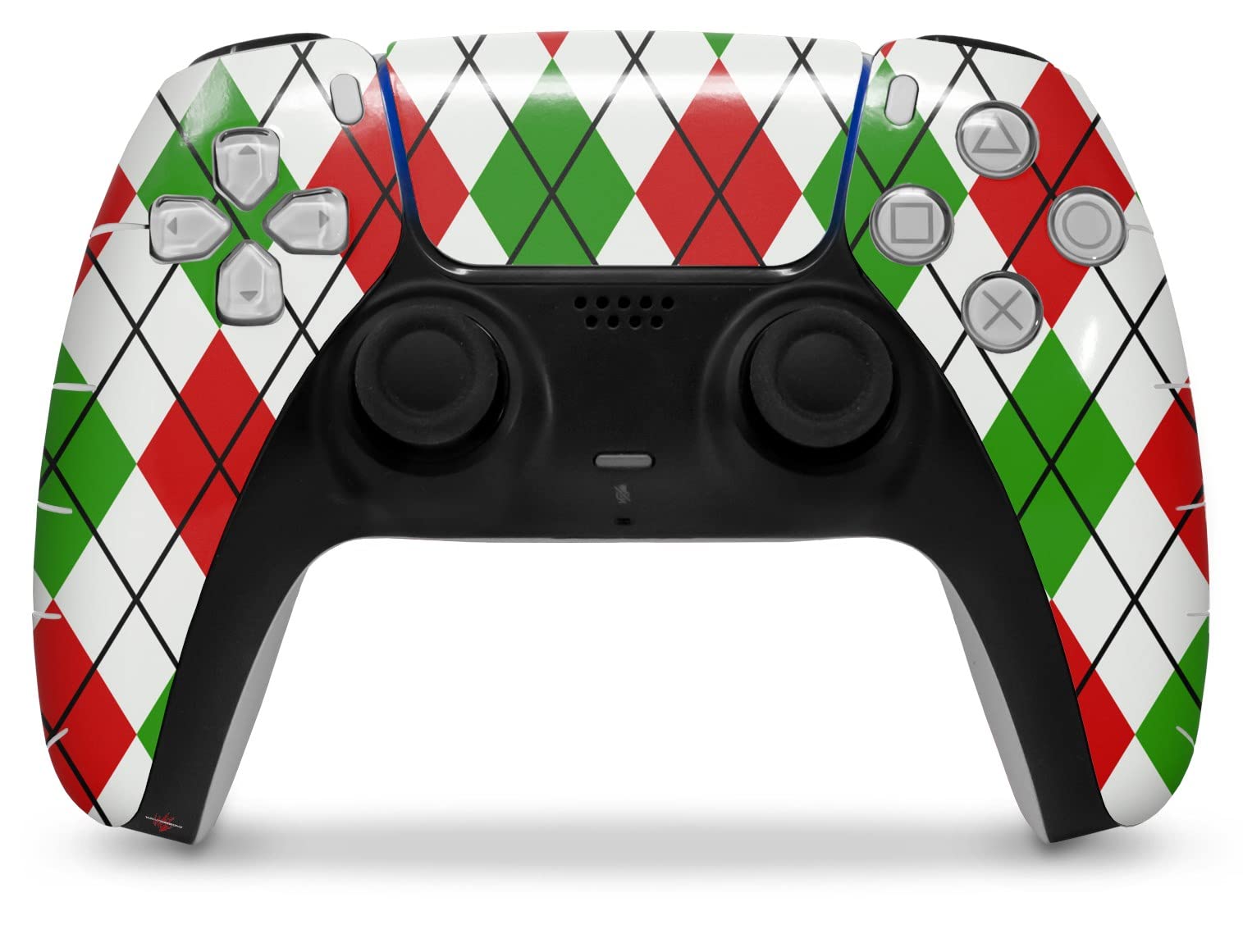 PS5 DualSense Controller Skin Wrap - Argyle Red & Green for Gaming Protection