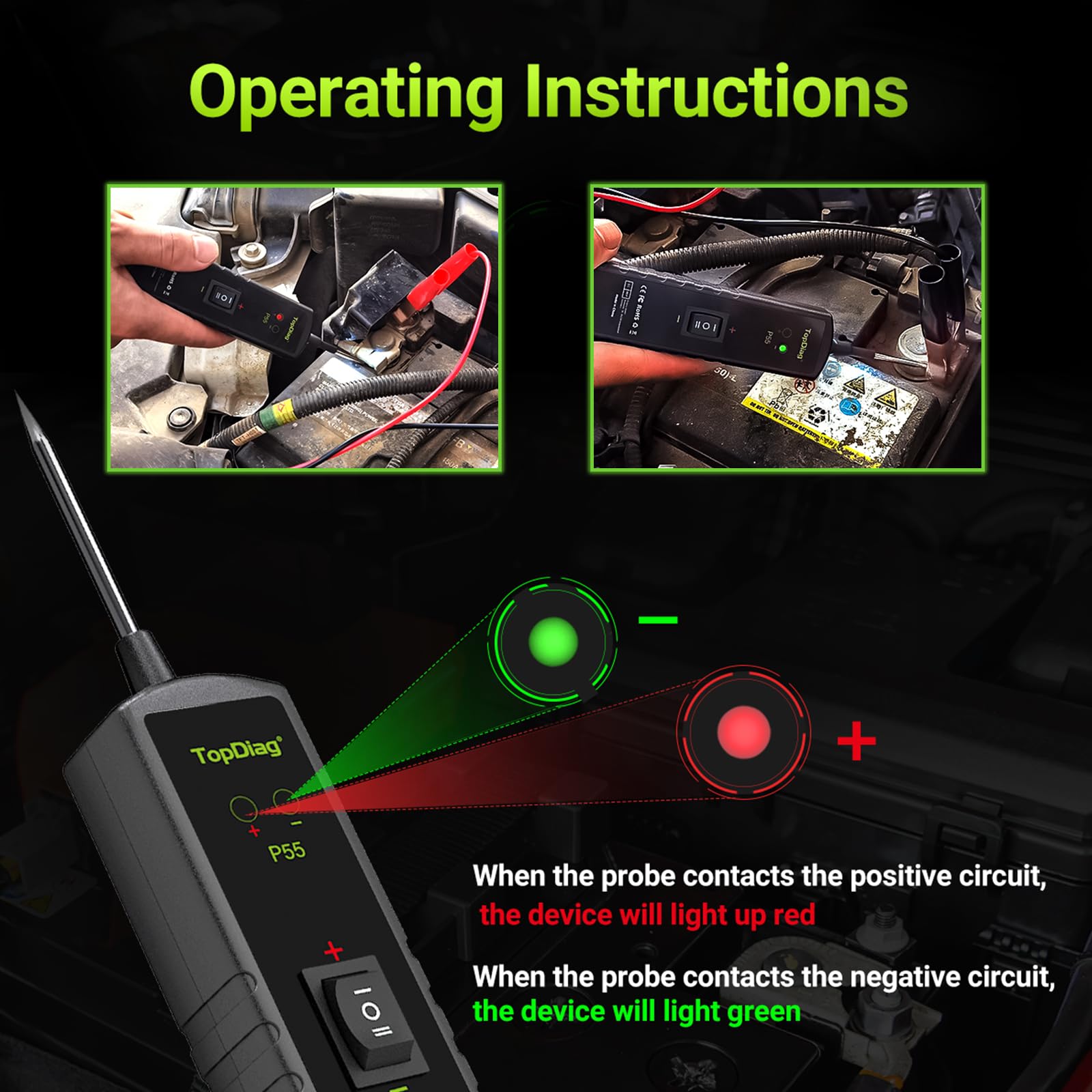 12V-24V P55 Electrical Circuit Tester - Continuity Test, Trailer Light Tester & Short Circuit Locator with Overload Protection | Perfect for Automotive, RV & Electrical System Diagnostics
