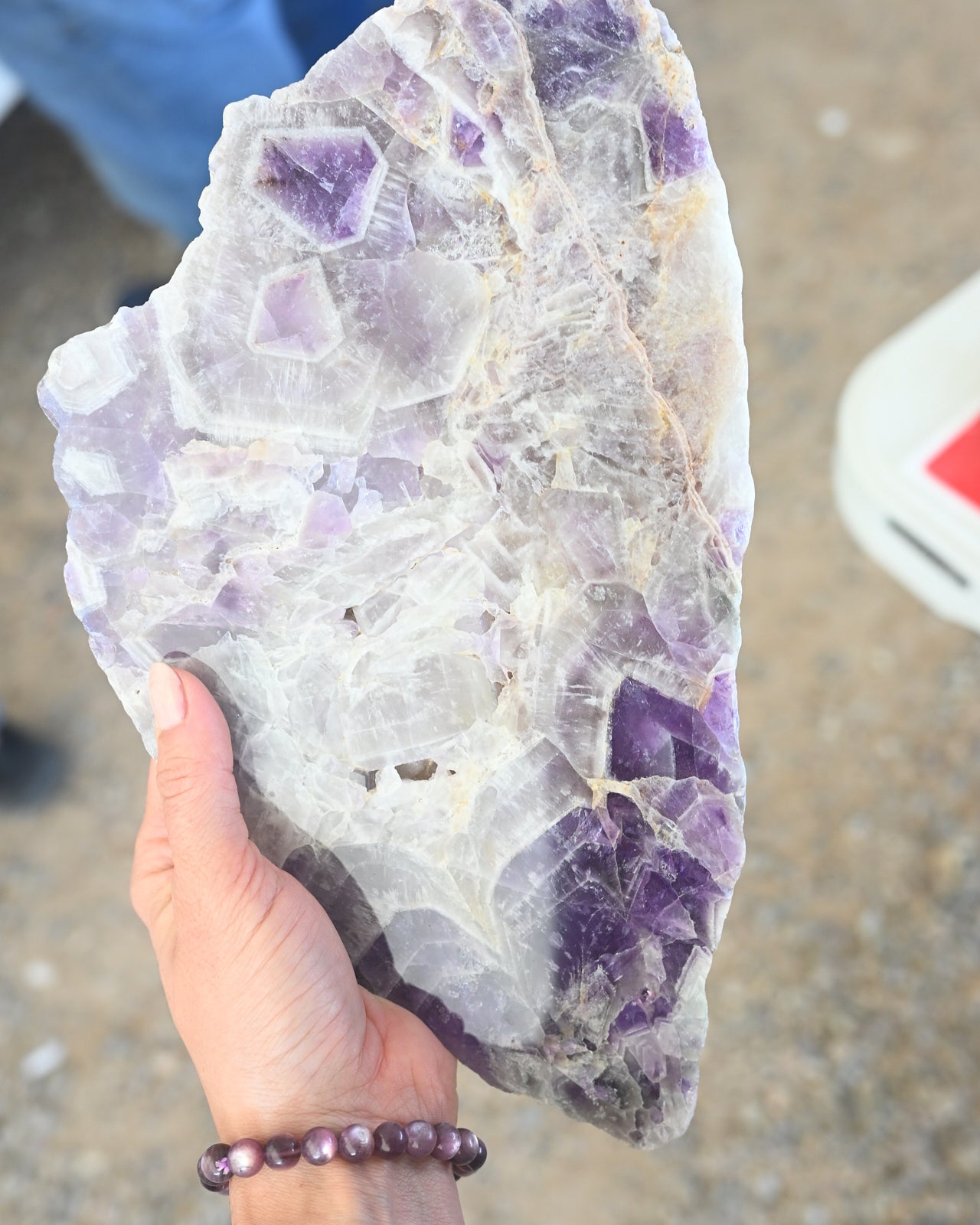 Natural Chevron Dream Amethyst Slab - Premium Healing Crystal for Meditation, Home Decor & Spiritual Gifts | Perfect for Yoga Rooms, Office Desks & Crystal Collections