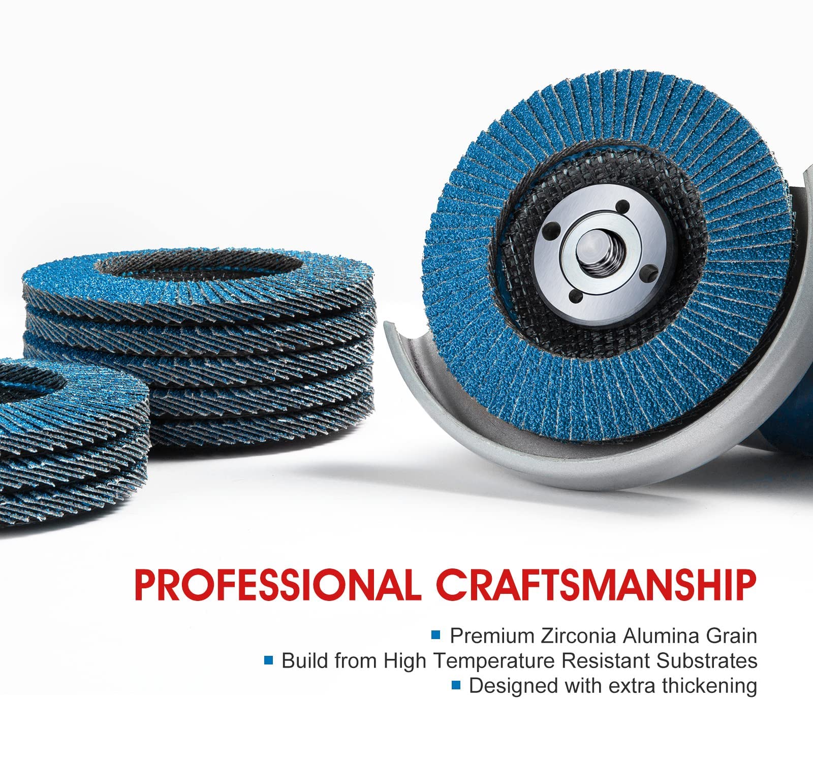 SATC 4.5 Inch 40 Grit Zirconia Flap Discs - Type 29 Angle Grinder Wheels (10 Pack) for Metal Grinding, Welding & Surface Preparation