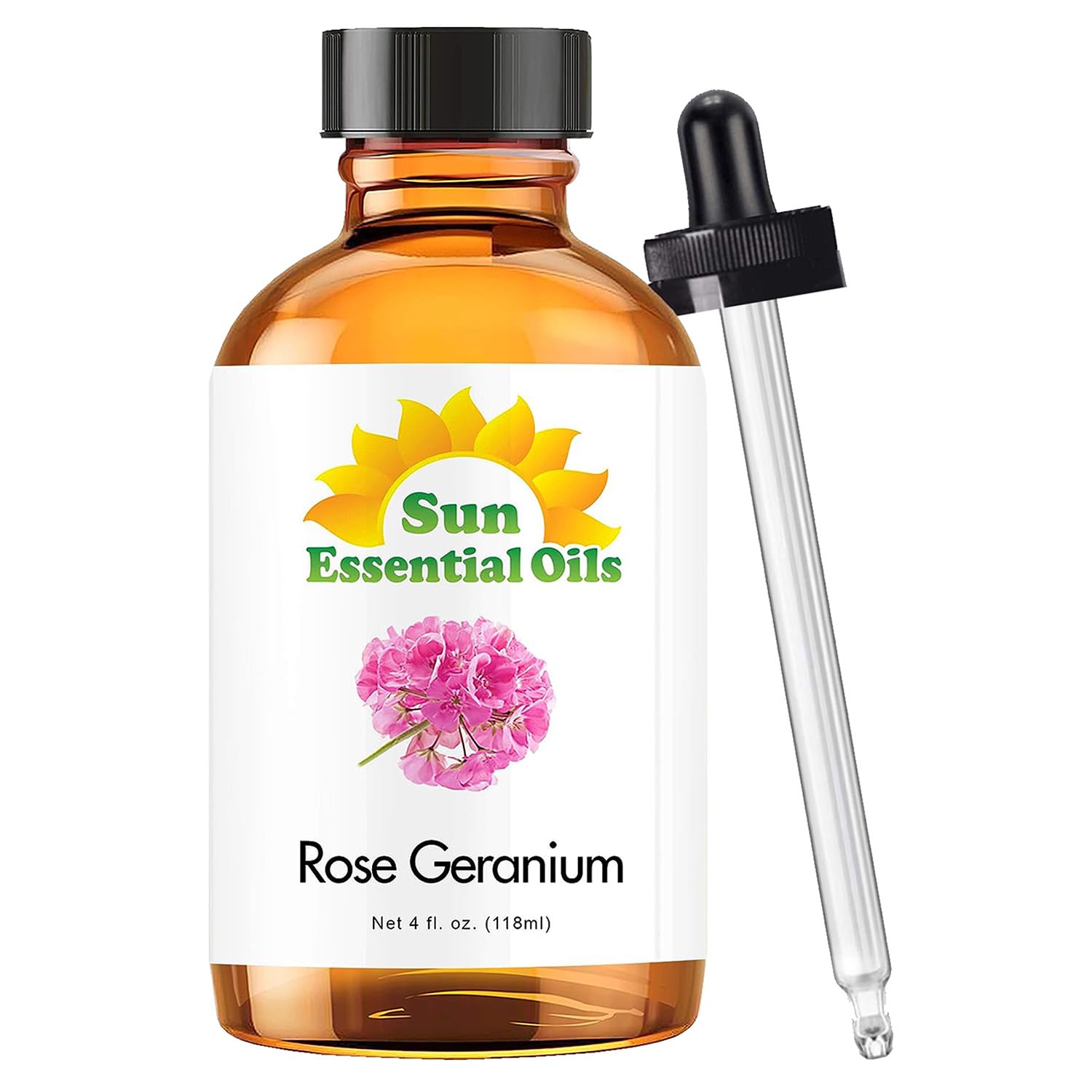 Pure Rose Geranium Essential Oil - 4oz (4 Fluid Ounces) - 100% Natural, Therapeutic Grade for Aromatherapy, Diffusers, Massage & Skincare