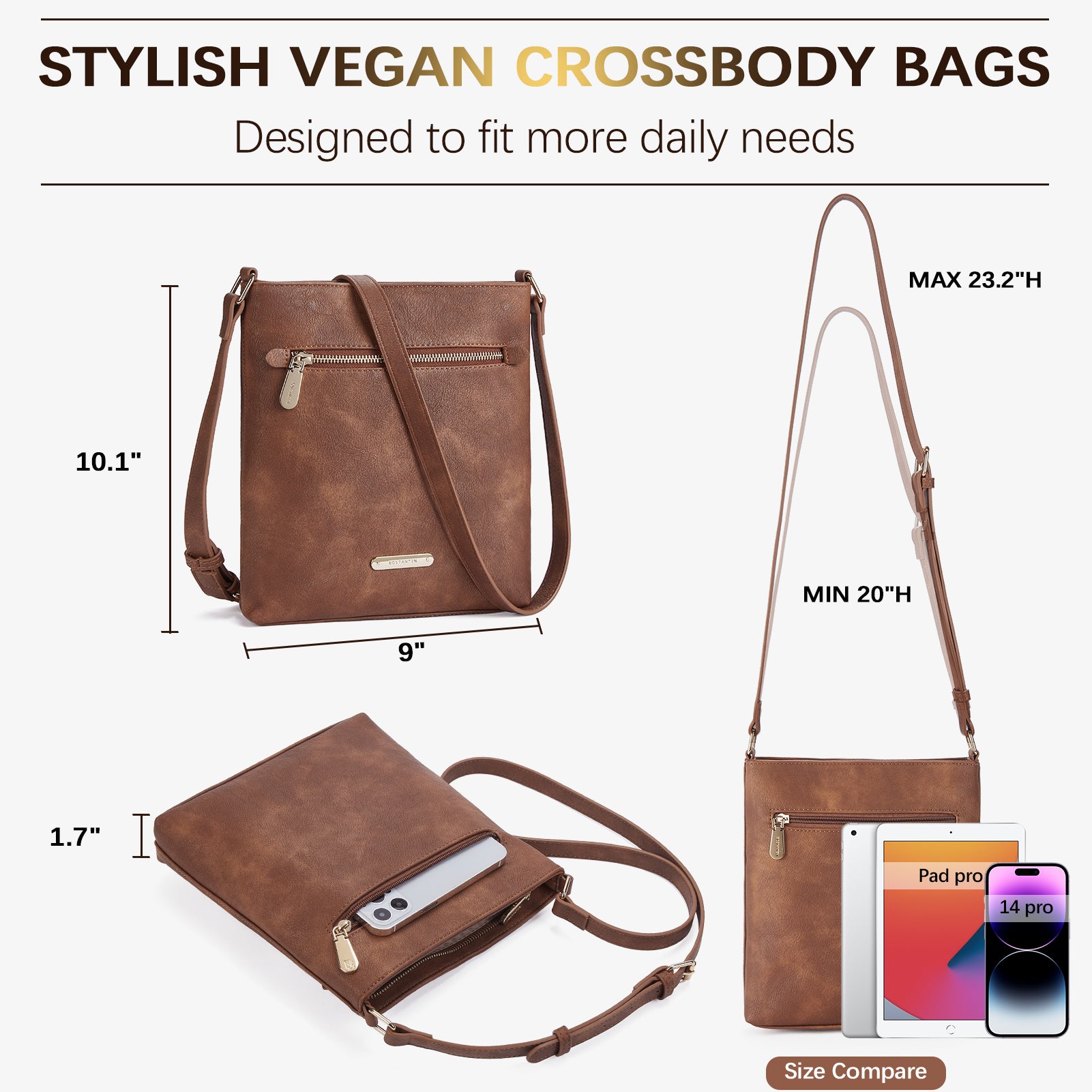 Secure Crossbody Bag with Zipper for Women & Men - Waterproof Travel Purse for Phone, Wallet & Essentials - Perfect for Daily Commute, Shopping & Travel