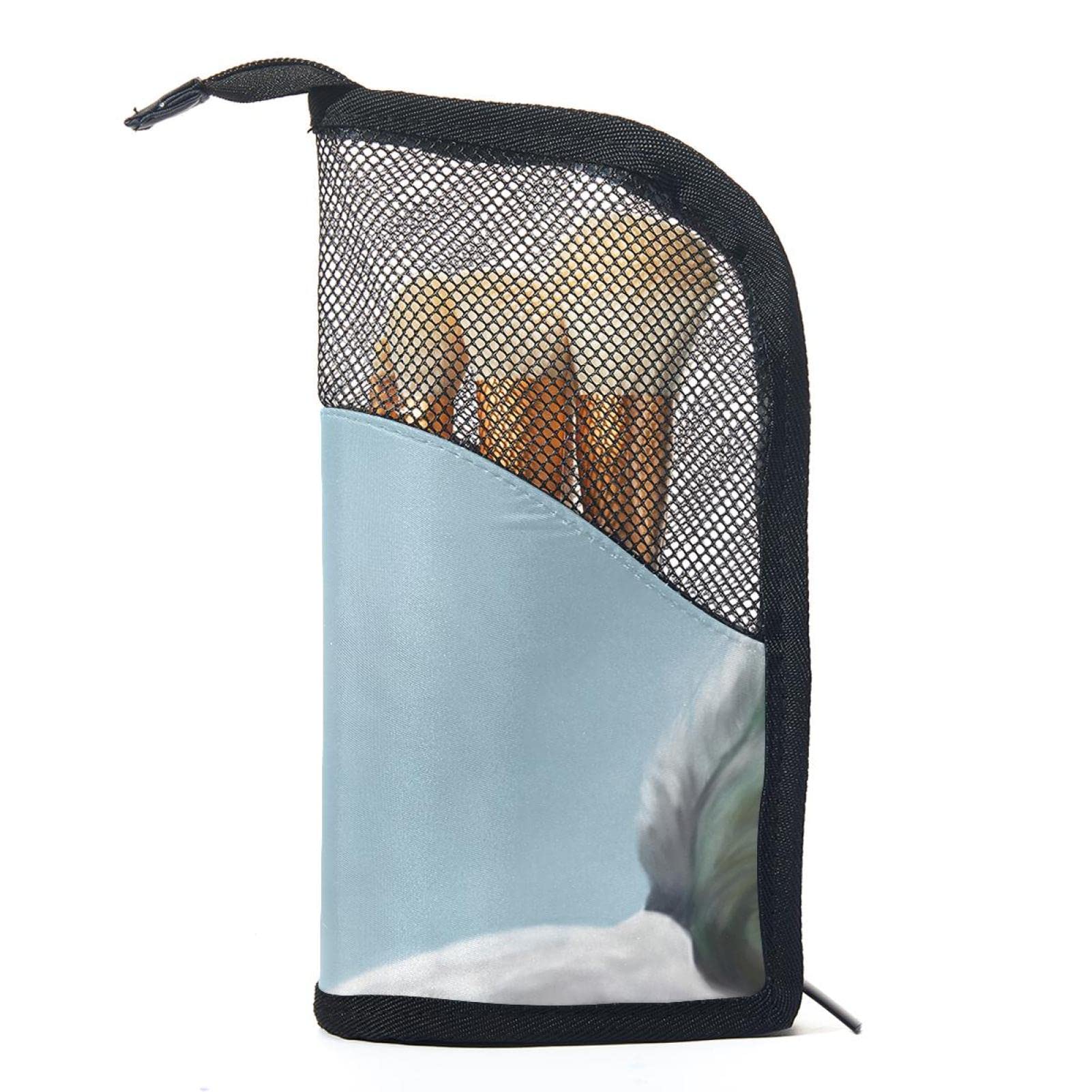 Premium 12-Slot Makeup Brush Organizer Bag - Portable Travel Cosmetic Brush Holder Case with Farm Animal White Horse Design - Perfect for Home, Travel & Professional Makeup Artists