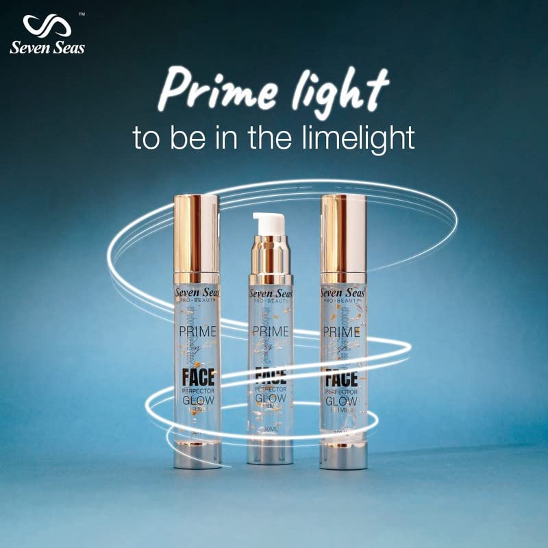 Seven Seas Prime Light Face Perfector Glow Primer - Oil Absorbing, Moisturizing & Skin Smoothing Primer for Long-Lasting Matte & Poreless Finish - 30ml Transparent - Perfect for Daily Makeup Base, Oily Skin Control & Flawless Complexion