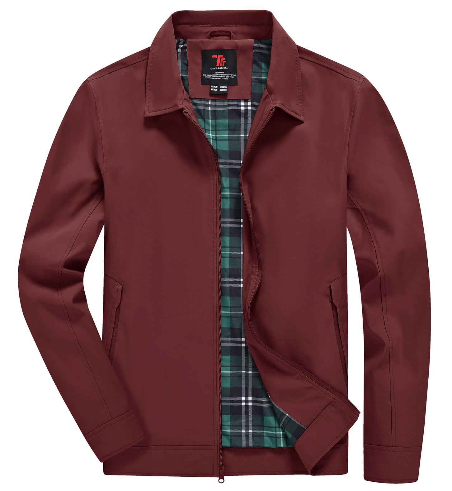 YSENTO Men's Lightweight Bomber Jacket - Collared Windbreaker with Zip Pockets for Work, Golf & Outdoor Activities | Comfortable & Stylish Casual Wear
