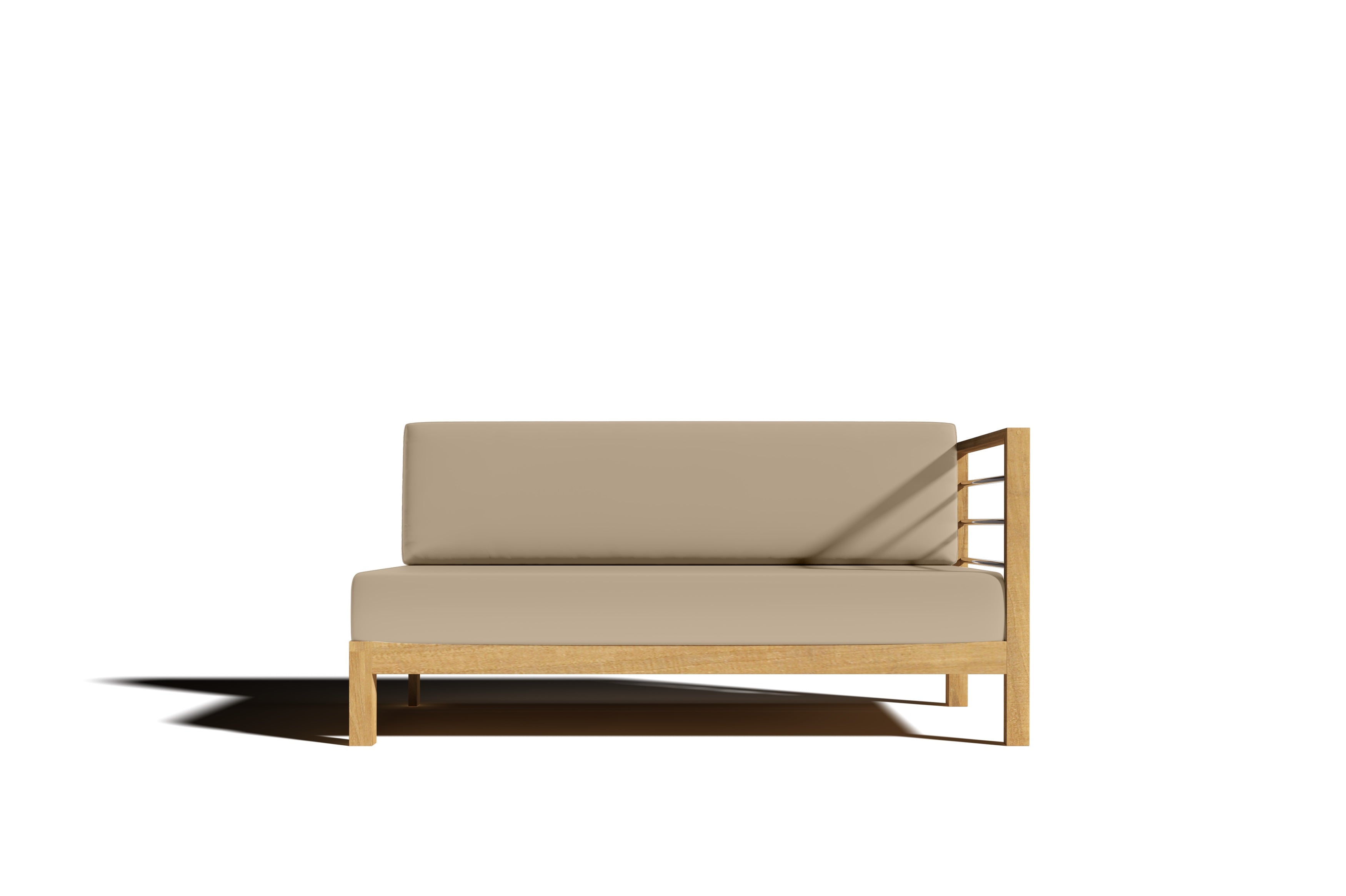 Premium 7-Piece Teak Outdoor Sectional Sofa Set with Sunbrella Fawn Cushions – Deep Seating Patio Furniture for Garden, Poolside & Backyard Relaxation