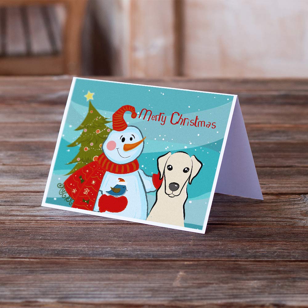Snowman with Yellow Labrador Greeting Cards - Pack of 8 Blank A7 Note Cards (5x7 inches) with Envelopes | Whimsical Holiday Stationery for Christmas Greetings, Thank You Notes & Winter Correspondence