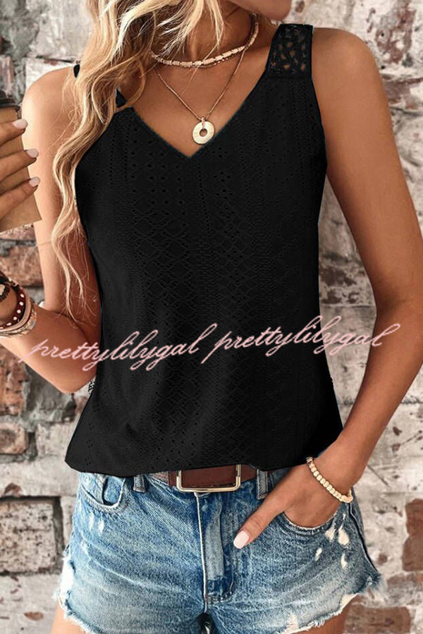 Stylish Solid Color Casual V-Neck Hollow Back Vest Top for Women - Perfect for Summer Outfits, Layering, and Daily Wear
