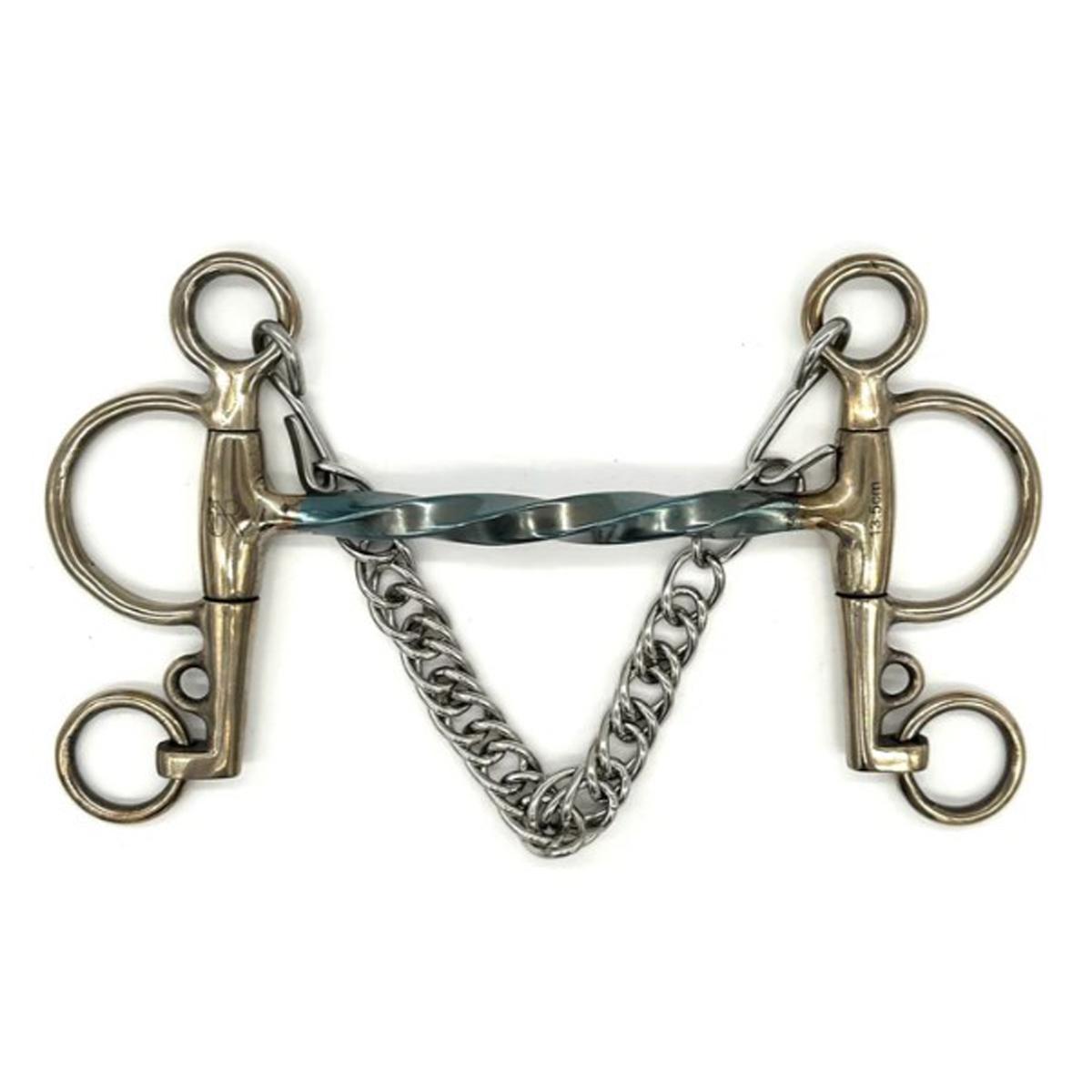 AJR BLU Mullen Square Twist Pelham Bit - English Horse Riding Bit for Dressage & Jumping - Perfect for Training & Show Competitions