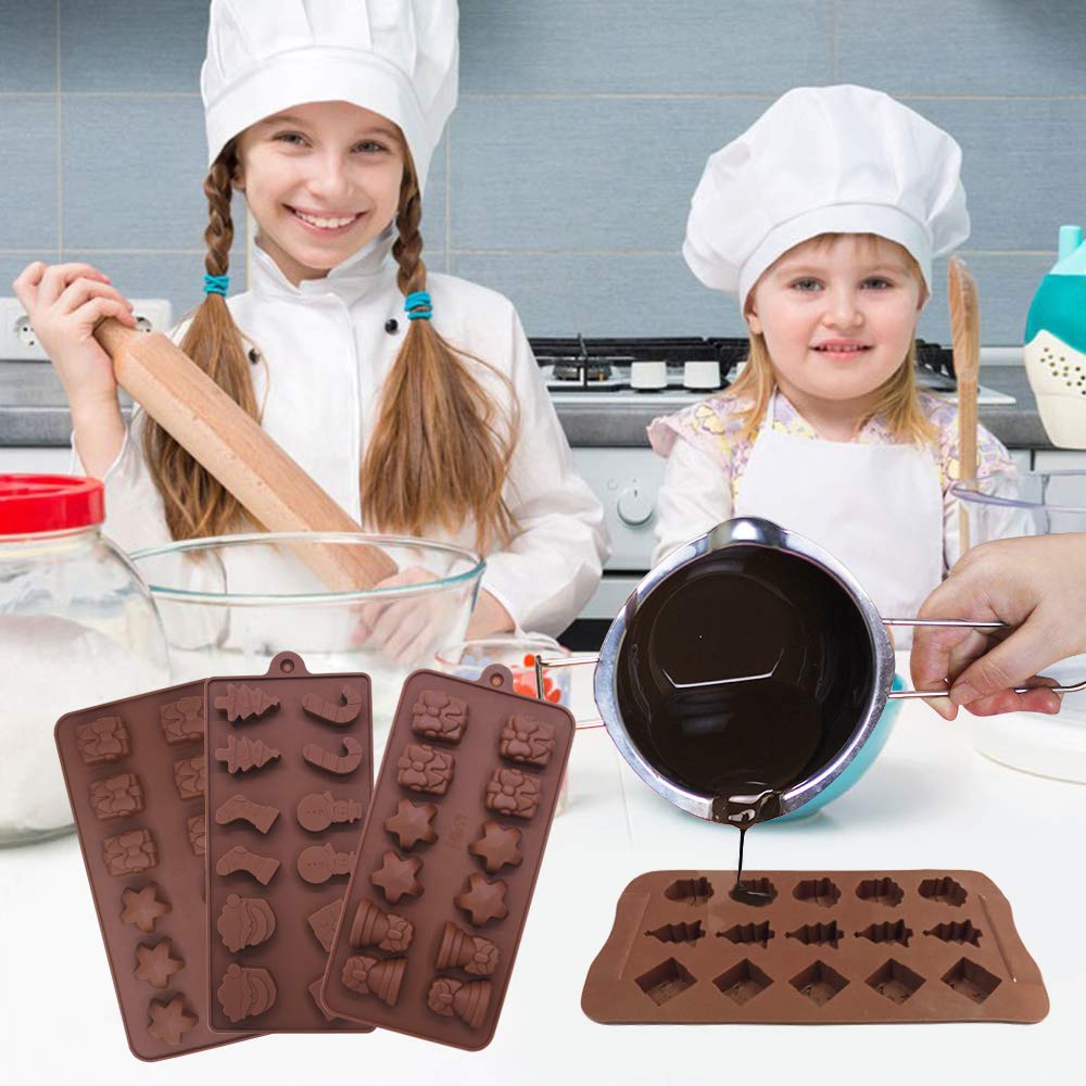 4-Pack Christmas Chocolate Silicone Molds - Small Baking Molds for Cake Decorating, Ice Cube Making, Holiday Party Treats - Perfect for DIY Desserts, Candy Making & Festive Baking