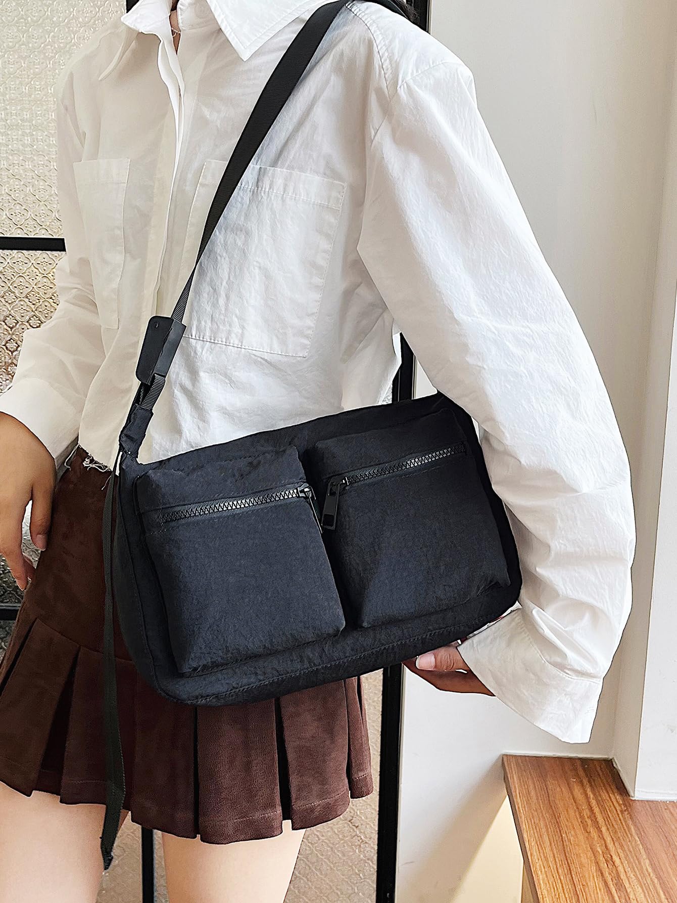 Stylish Nylon Crossbody Messenger Bag for Women - Lightweight Shoulder Bag with Multiple Pockets for Work, College & Daily Use | Perfect for Commuting, Travel & Shopping
