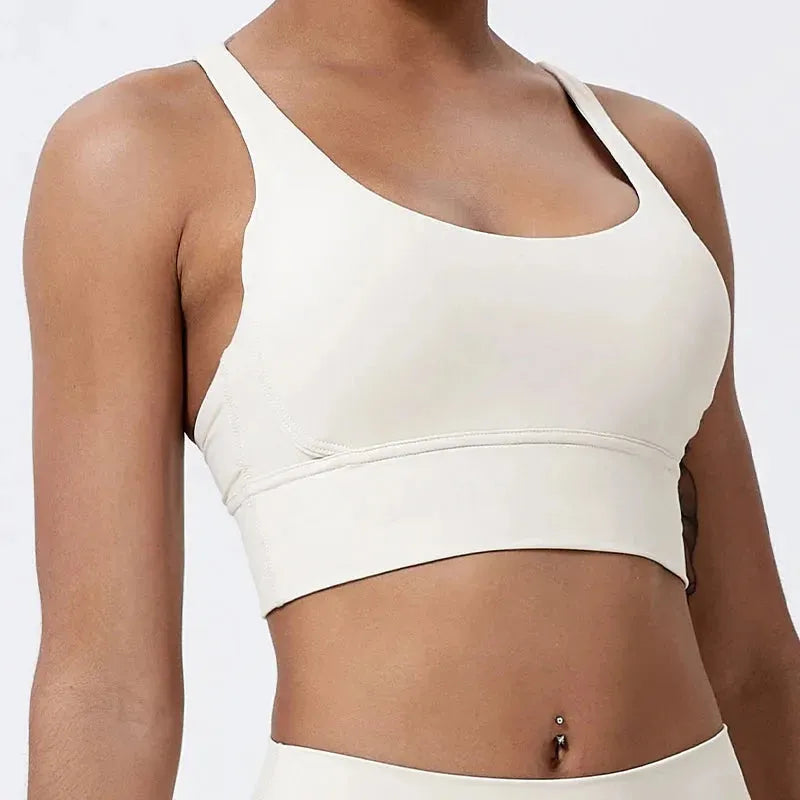 Women's Push Up Sports Bra - Cross Back Yoga Top for Running, Gym & Fitness - Shockproof Workout Crop Top - Perfect for Yoga, HIIT & Cardio Workouts