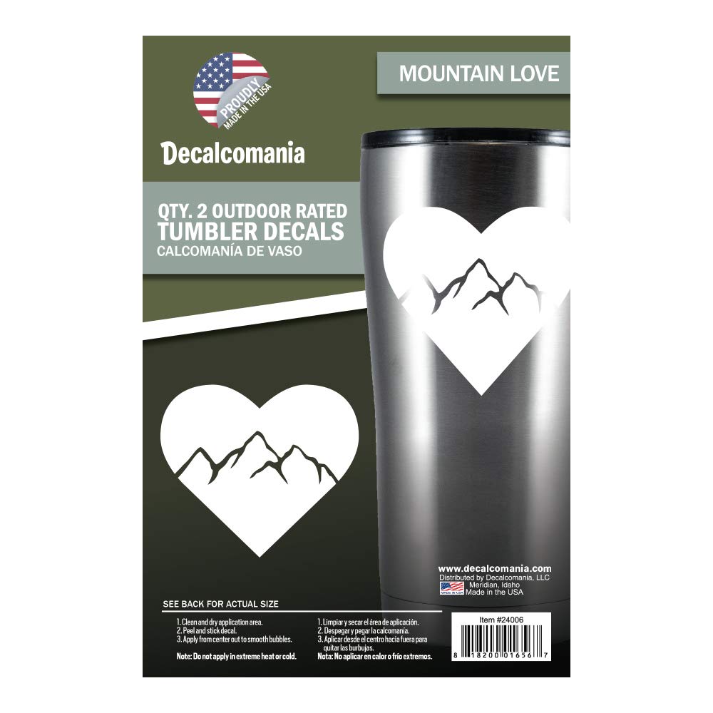 White Heart Mountain Decals - Set of 2 Premium Vinyl Stickers for Tumblers, Cars, Trucks, Tablets & Phones - Waterproof & Durable for Outdoor Adventures, Travel & Daily Use